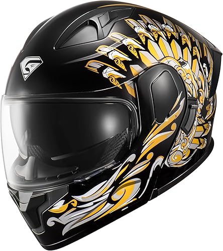 KYPARA Casco modular de doble visera abatible de cara completa para motocicleta con certificación DOT de impresionismo