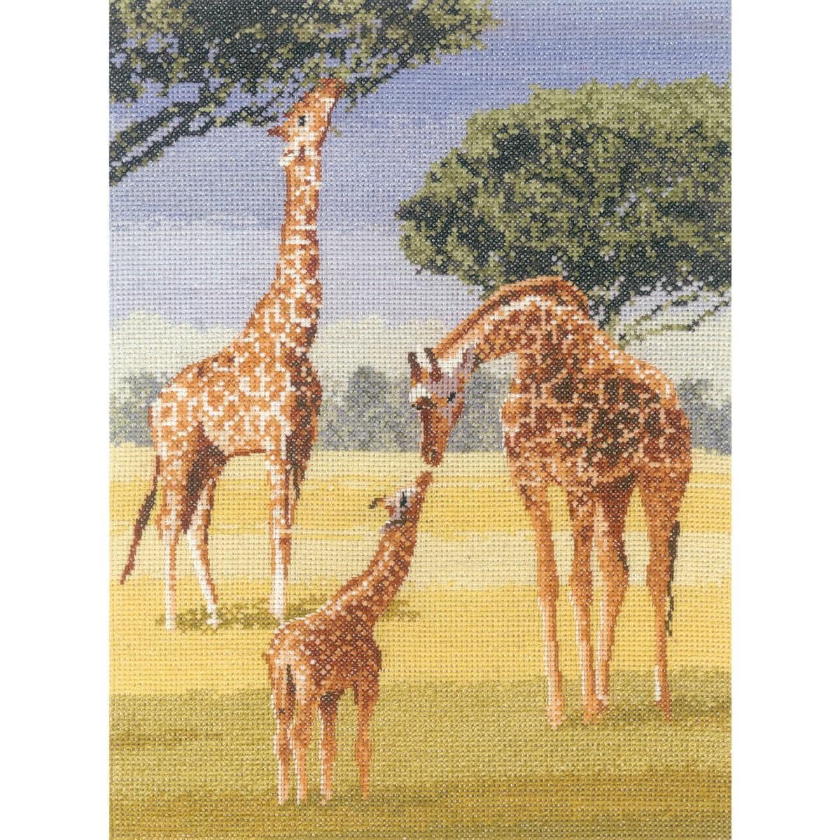 Heritage Giraffes, 14 count Aida Cross Stitch Kit