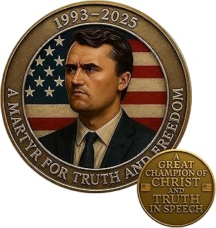 Charlie Kirk Commemorative Coin – 1993-2025 Memorial Tribute – “A Martyr for Truth and Freedom” – Collectible Challenge Coin with American Flag Design – Christian & Patriotic Keepsake Gift (A)