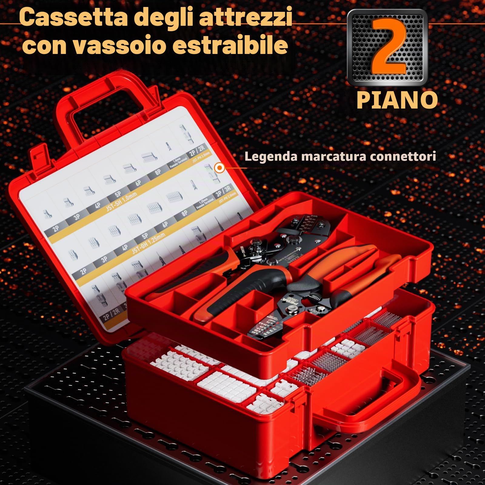 PEBA Set crimpatrici JST-SH, 30 stili, 1,0-2,0mm, pinza spellafili, pinza a cricchetto 0,03-0,34mm² per JST-SH/GH/ZH/PH, TE/Molex