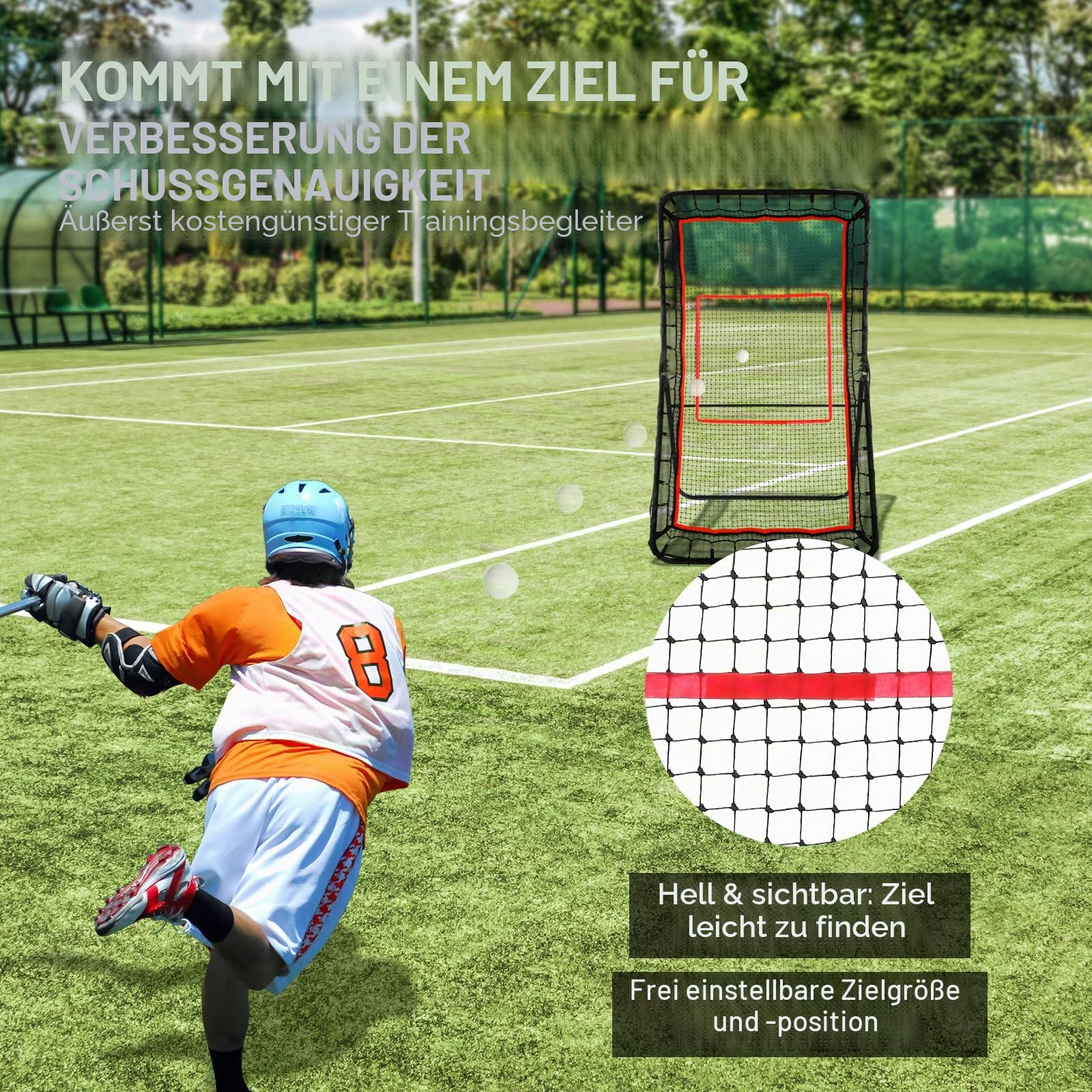 VEVOR Lacrosse Rebounder für Hinterhof, Volleyball-Rückprallnetz, Pitchback-Throwback-Baseball-Softball-Rückkehr-Trainingsbildschirm, verstellbarer Winkel, Schießübung, Trainingswand mit Ziel