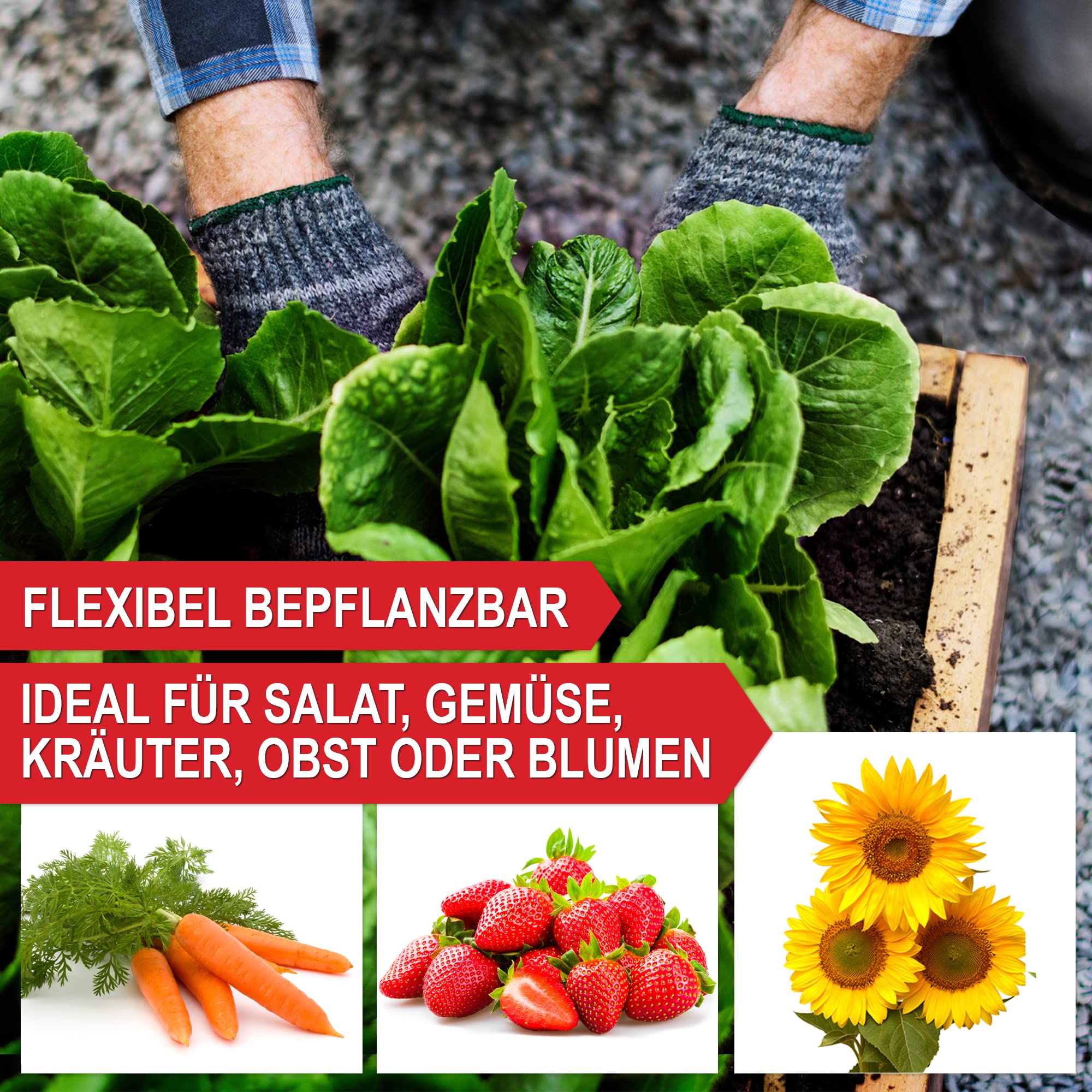 Onbest Premium Hochbeet - Pflanzbeet Holz mit Innenvlies – Garten Hochbeet – erweiterbar und stapelbar – witterungsbeständig – Blumenkasten für Terrasse Balkon – Pflanzkasten (1x Pflanzrahmen)
