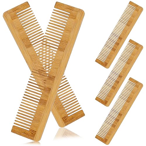 5 peines de madera de bambú antiestático peine de madera natural peine de madera natural bigote peinado bolsillo peine para mujeres hombres pelo