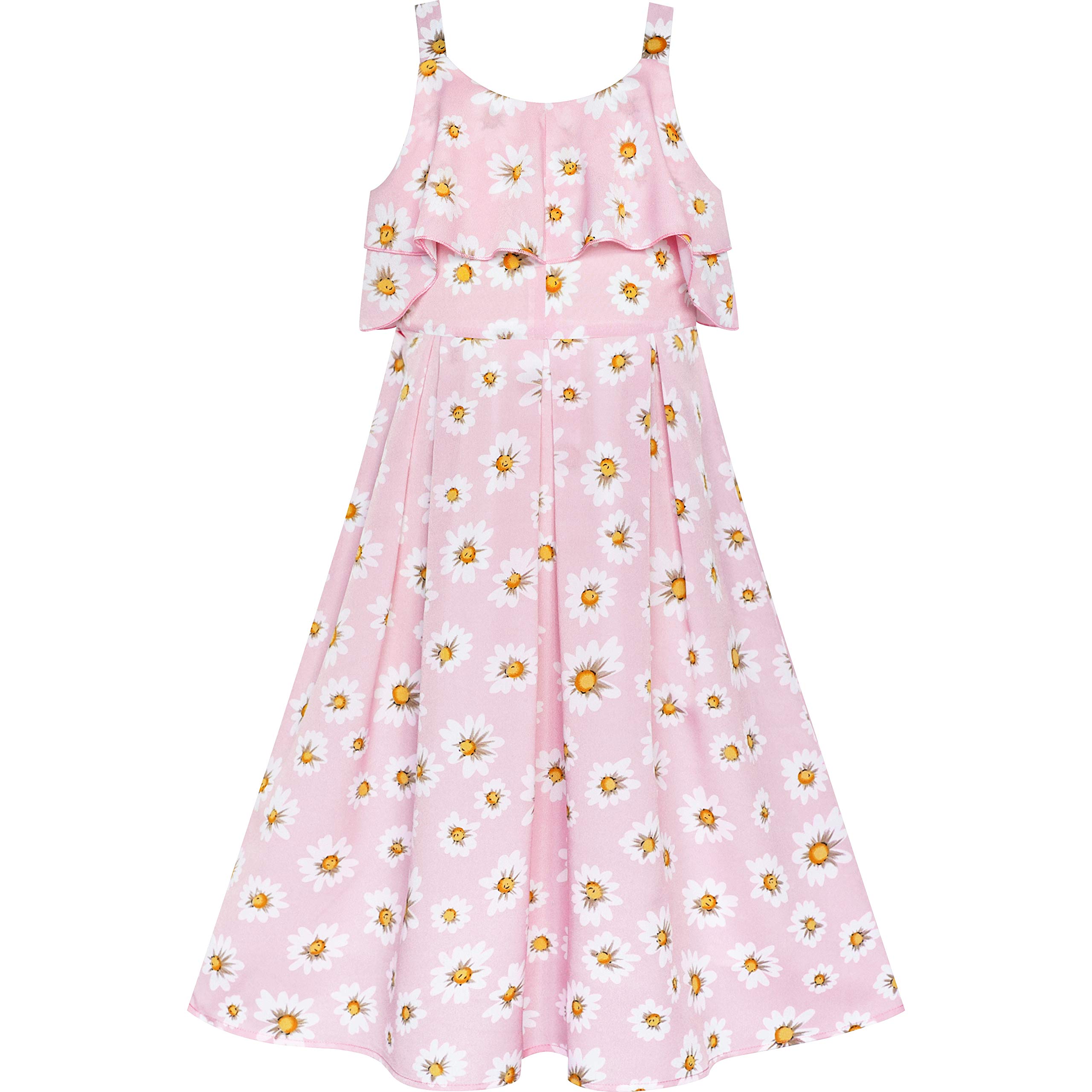 Sunny Fashion Vestido para niña Amarillo Hoja Sin Mangas Verano Fiesta 6-12 años