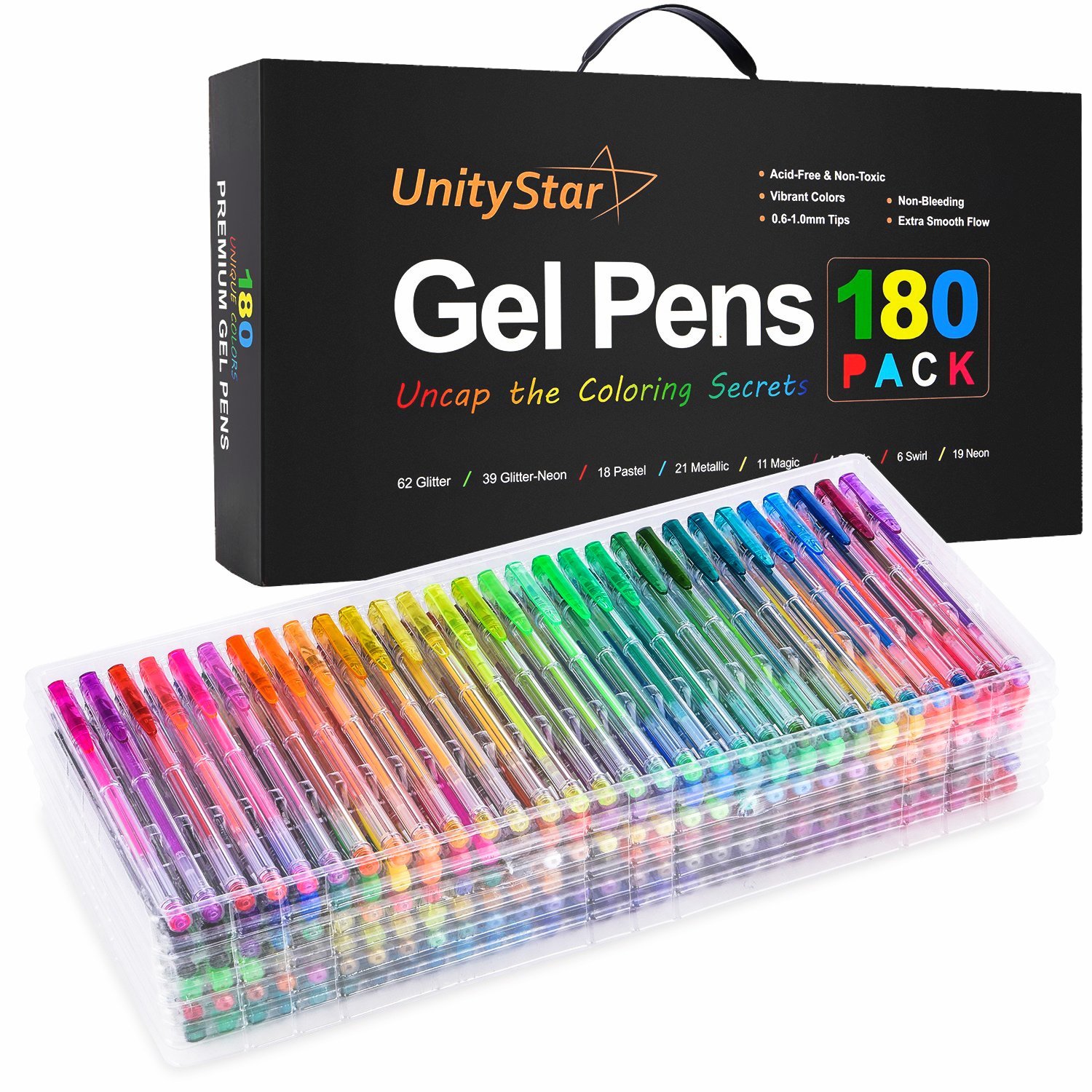 Buy Gel Pens Set, UnityStar 180 Assorted Unique Colors (No Duplicate