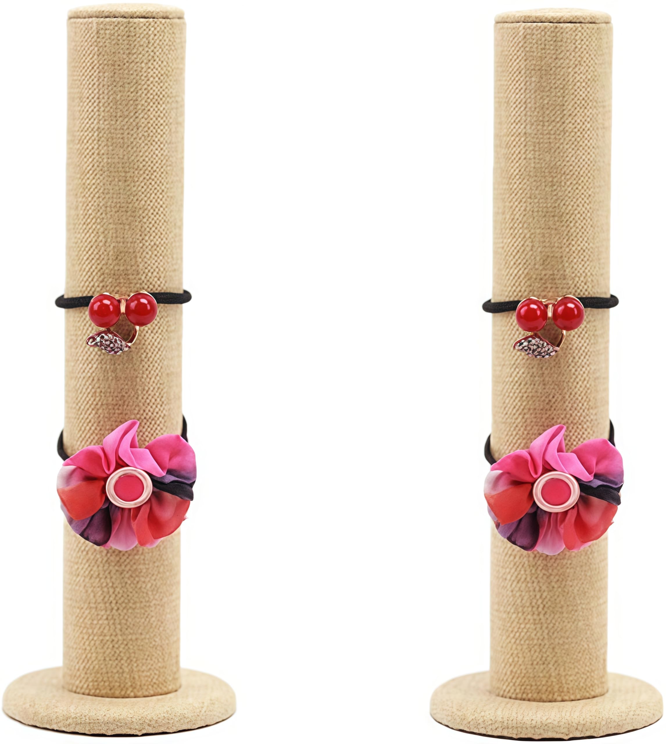 2 Espositori Verticali Per Bracciali E Copricapo – Torre In PVC E Lino, 31 Cm, Per Gioielli E Orologi - copertina