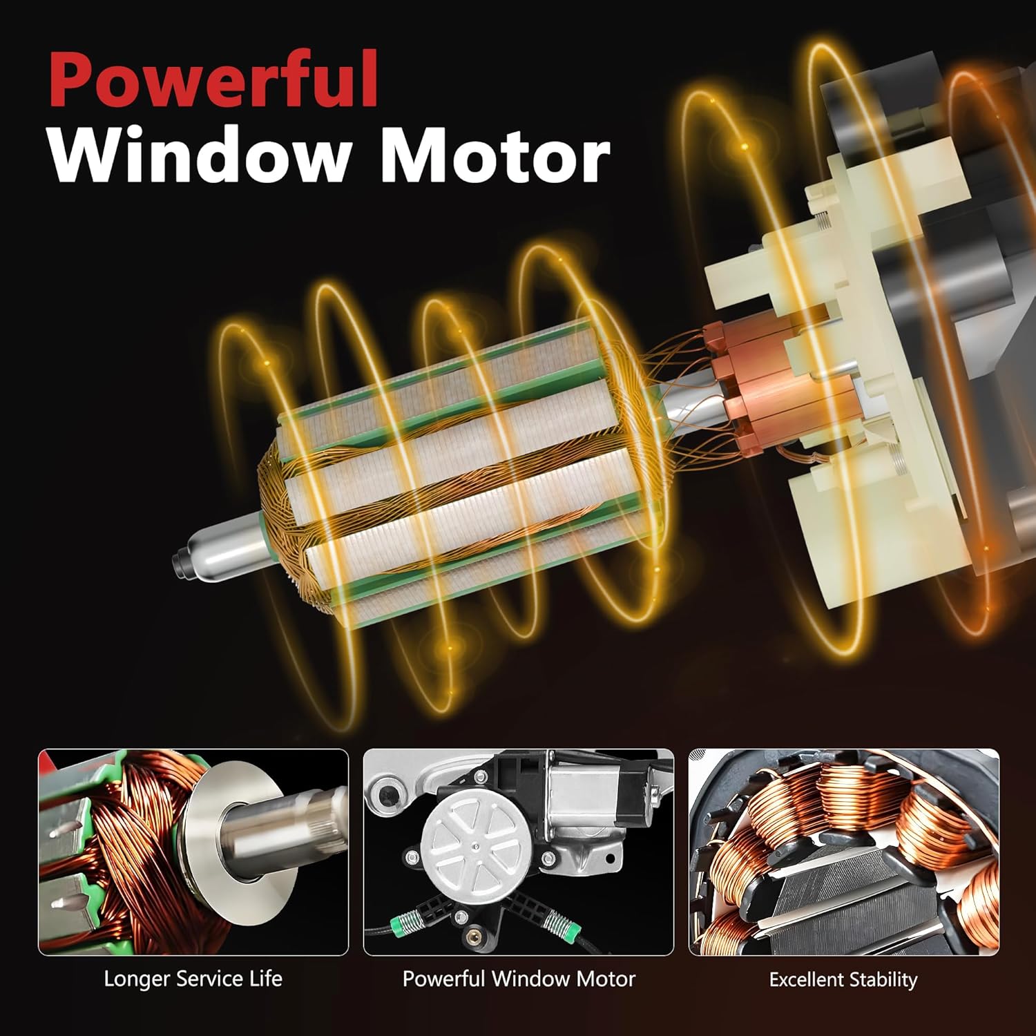 HYR Front Driver Side Power Window Regulator with Motor Fit for 2001-2006 Chevy Silverado 1500 2500 3500, Avalanche Suburban GMC Sierra 1500 2500 Yukon XL Cadillac Escalade, 741-644 (2 Pins)