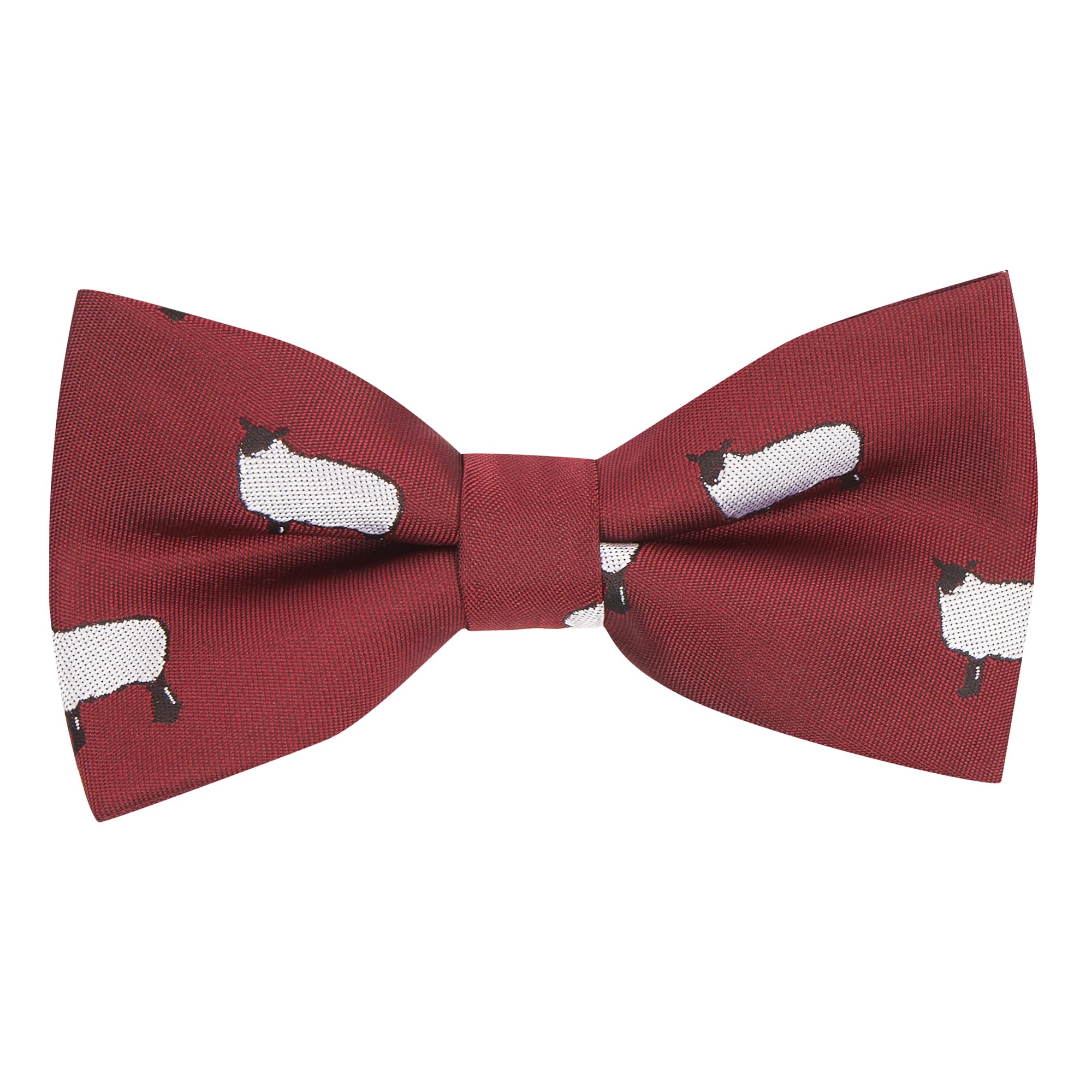 King & Priory Burgundy Red Embroidered Sheep Bow Tie