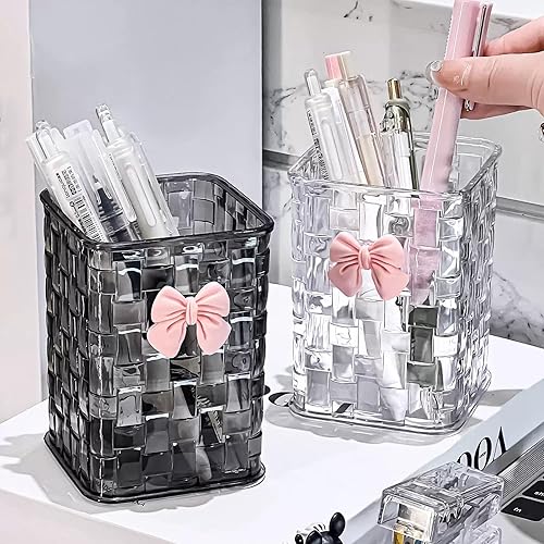 Miniatura 2 de Soporte acrílico para bolígrafo, organizador de lápices transparente, soportes para vasos de brochas de maquillaje con lazo para el regreso a la