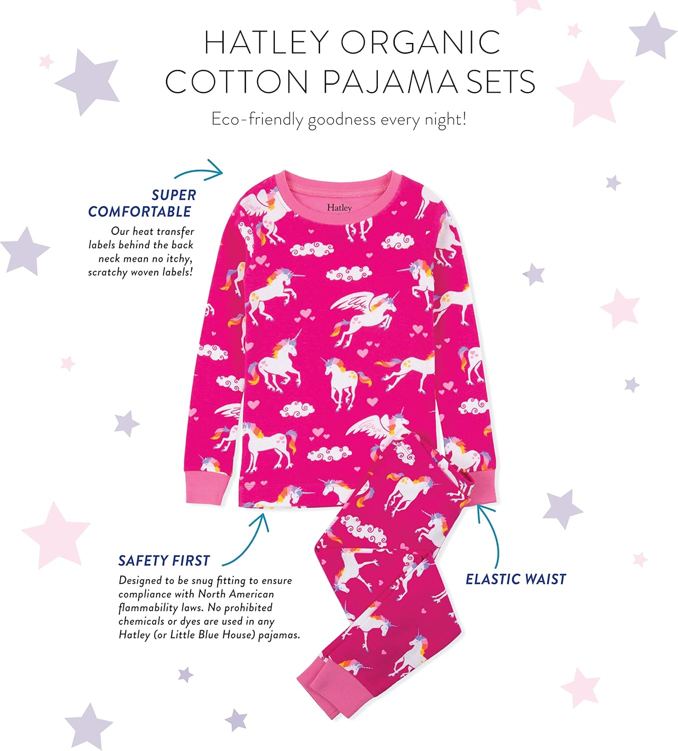 Hatley girls Organic Cotton Long Sleeve Printed Pajama Set - Image 5