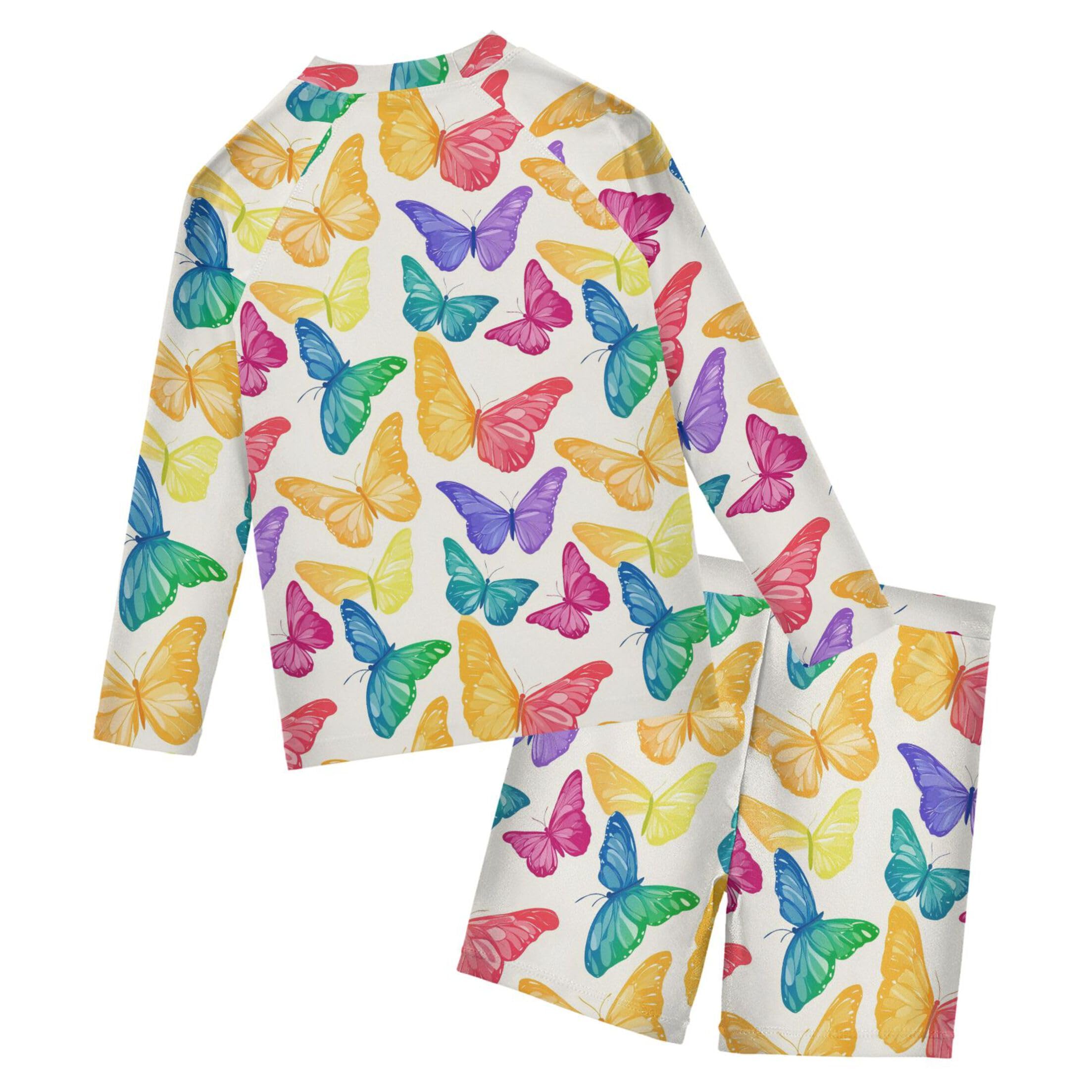 Color Butterfly Toddler and Baby Boys' 2-Piece Swimsuit Trunk, Long Sleeve Rashguard Bathing Suit B0404690