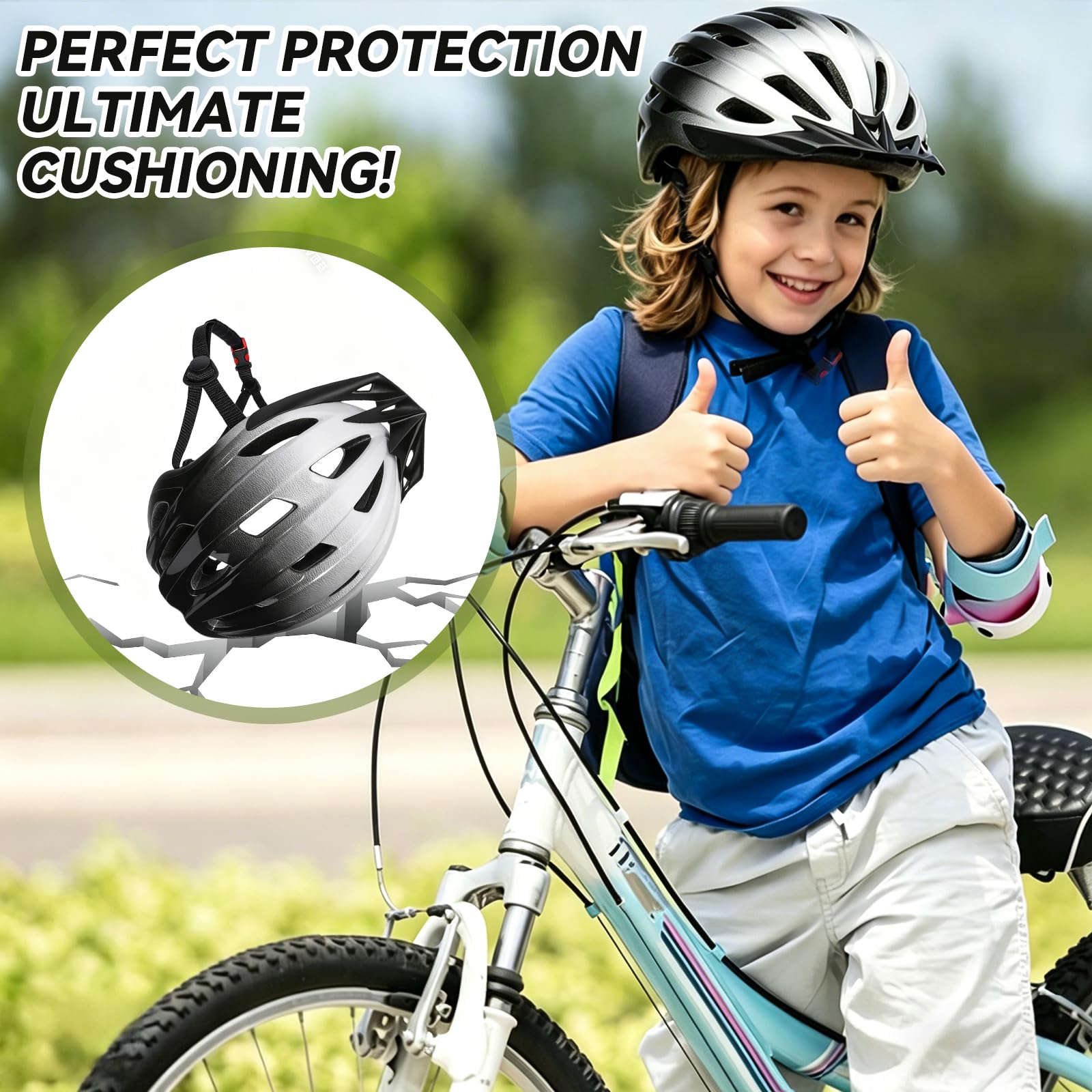 Casco da Bici per Bambini, Casco da Ciclista con Visiera, Regolabile per 3-16 Anni Leggero Traspirante Cascos per Skateboard Pattinaggio Monopattino Sport Estermi