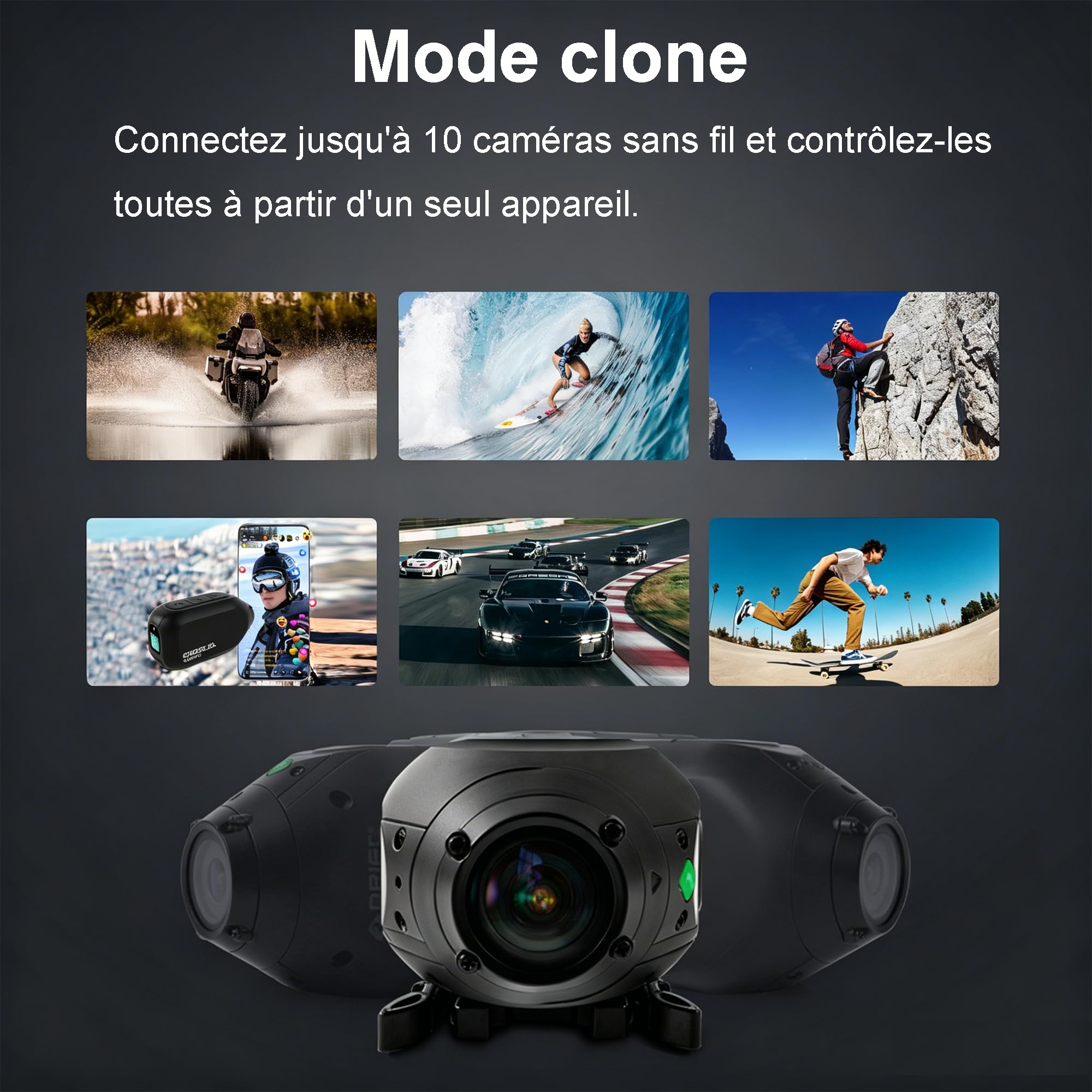 Drift Ghost XL - Camera Sport Moto, Batterie 9h, Objectif Rotatif 300°, Grand Angle 140°, Étanche IPX7