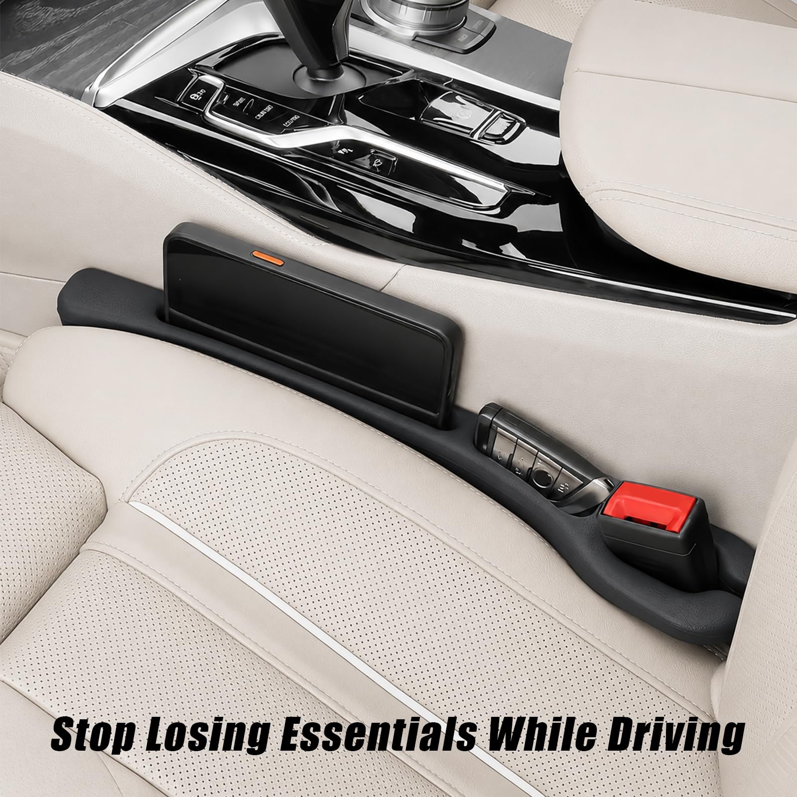 MTABCTY Car Seat Gap Filler Organizer 2 PCS Black Universal Seat Gap Plug Blocker Anti-Drop Console Catcher Phone Keys Storage for Car Truck SUV Auto Accessories Style3 view 4