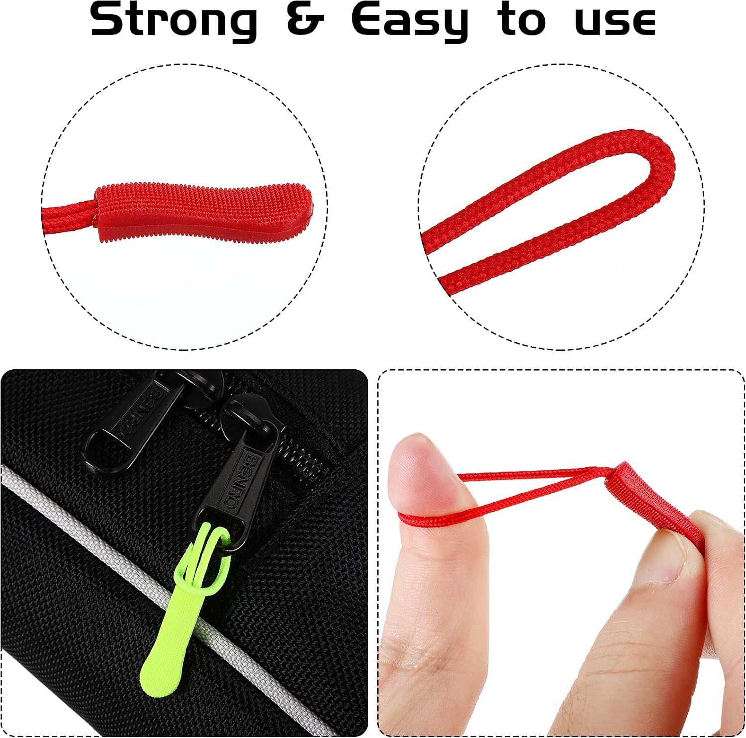 50 Pieces Zipper Pulls, 25 Colors Zipper Tags Strong Nylon Cord, Zipper Pull Replacement for Backpacks, Jackets, Luggage, Purses, Handbags, Sweatshirt : Everything Else