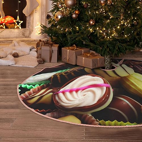 Falda de árbol de Navidad de 30 pulgadas, color chocolate, decoración de árbol de Navidad, impermeable, tapete de árbol de Navidad con ribete de