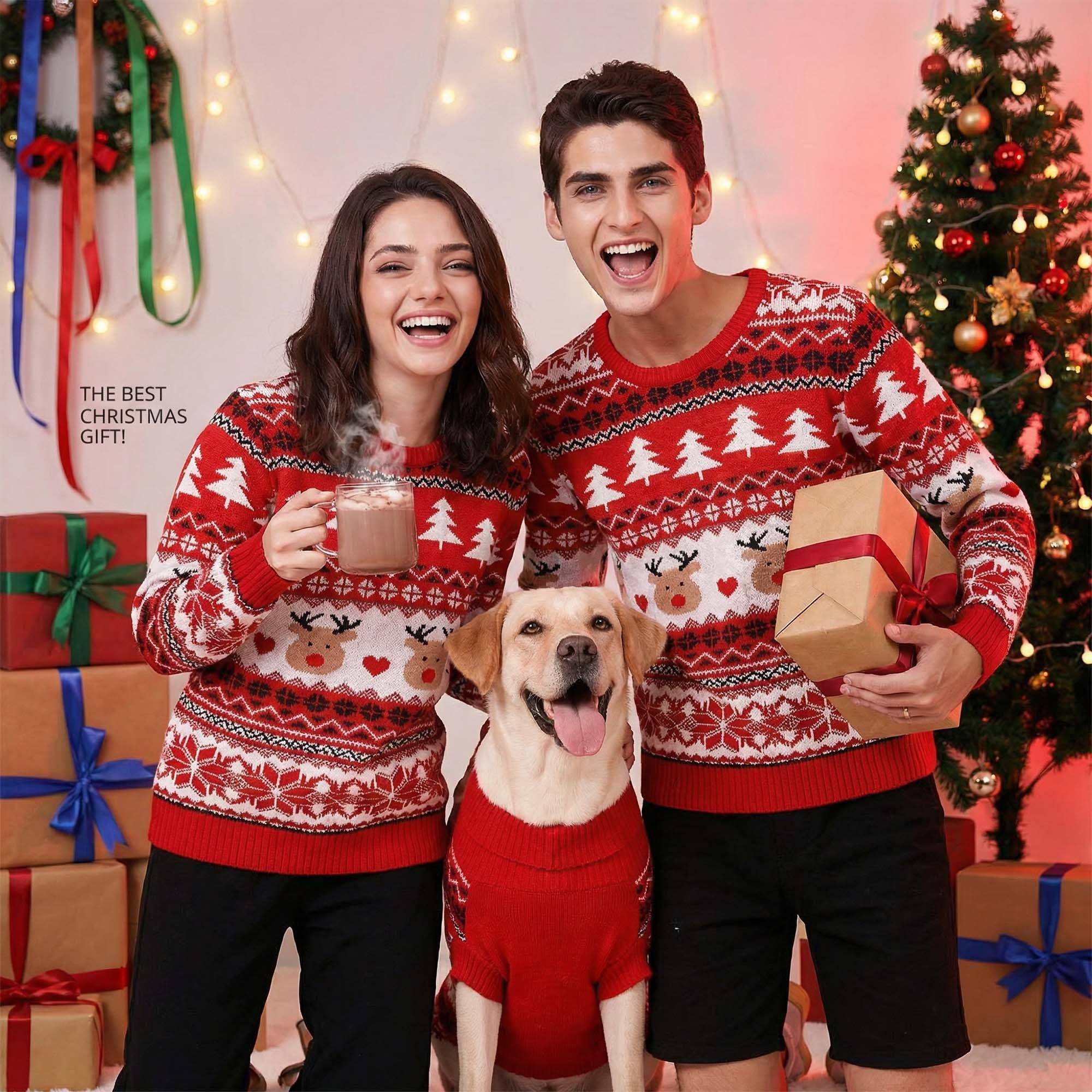 Hunde- und Besitzer-Kleidung, für kleine und mittelgroße und extra große Hunde/Damen/Herren/Besitzer, passende Pullover separat (nur für Menschen, Menschen, L)