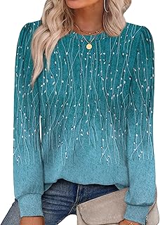 Sponsored Ad - Alaroo Womens Long Sleeve Shirts 2025 Fall Tunic Tops Crewneck Blouses Print