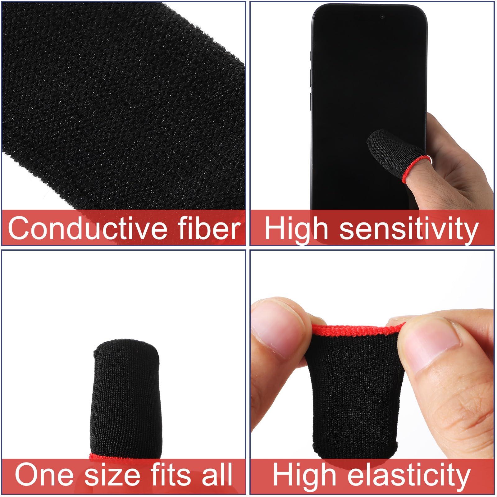 Game vingermouw - Ademende gamer-duimbeschermer,Game Finger Sleeves Passen op alle touchscreen-apparaten, 0,3 mm supergeleidende vezels, glad gevoel, anti-zweet, extreem dun Dalian