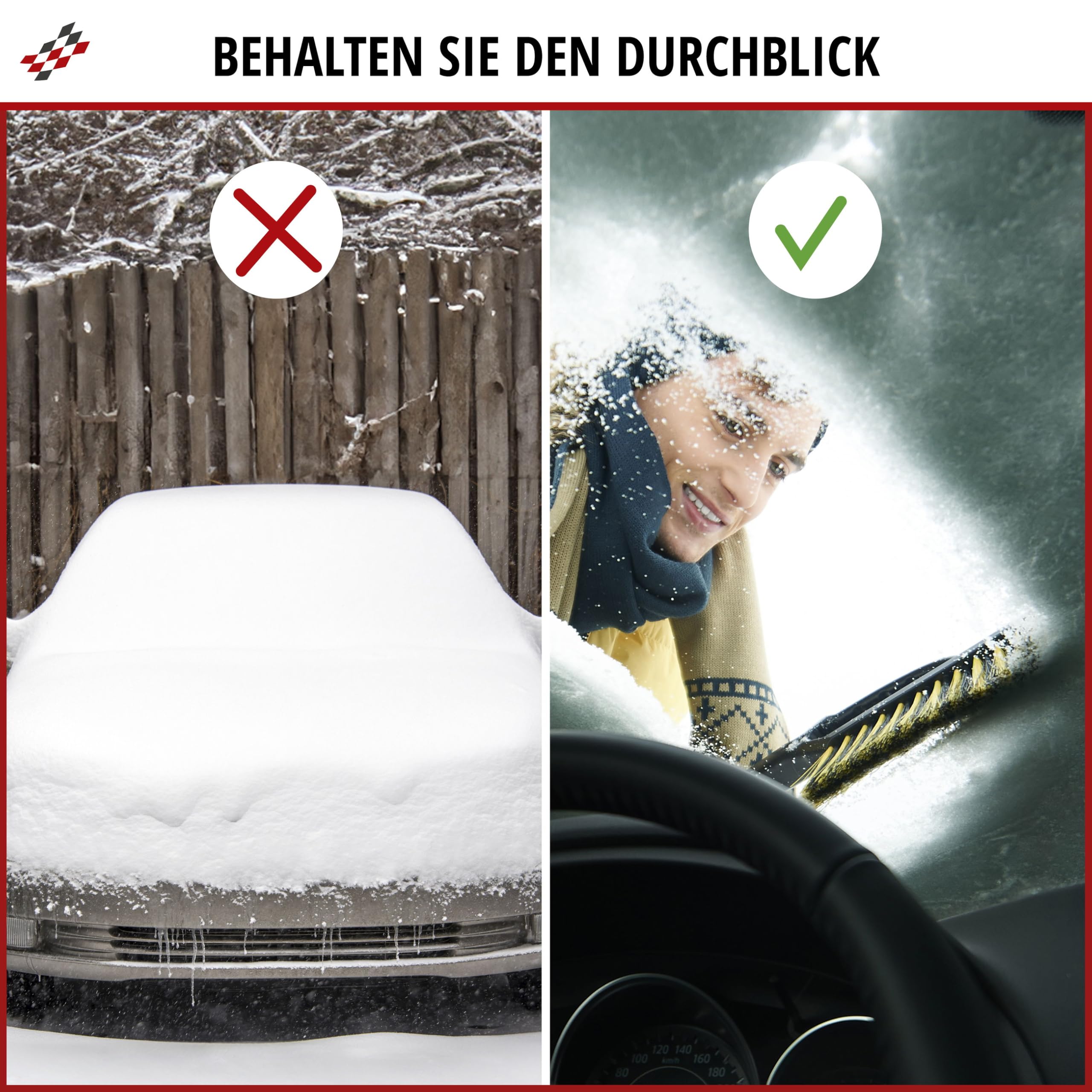 WALSER rascador de hielo para coche, rascador de hielo para coche con escoba