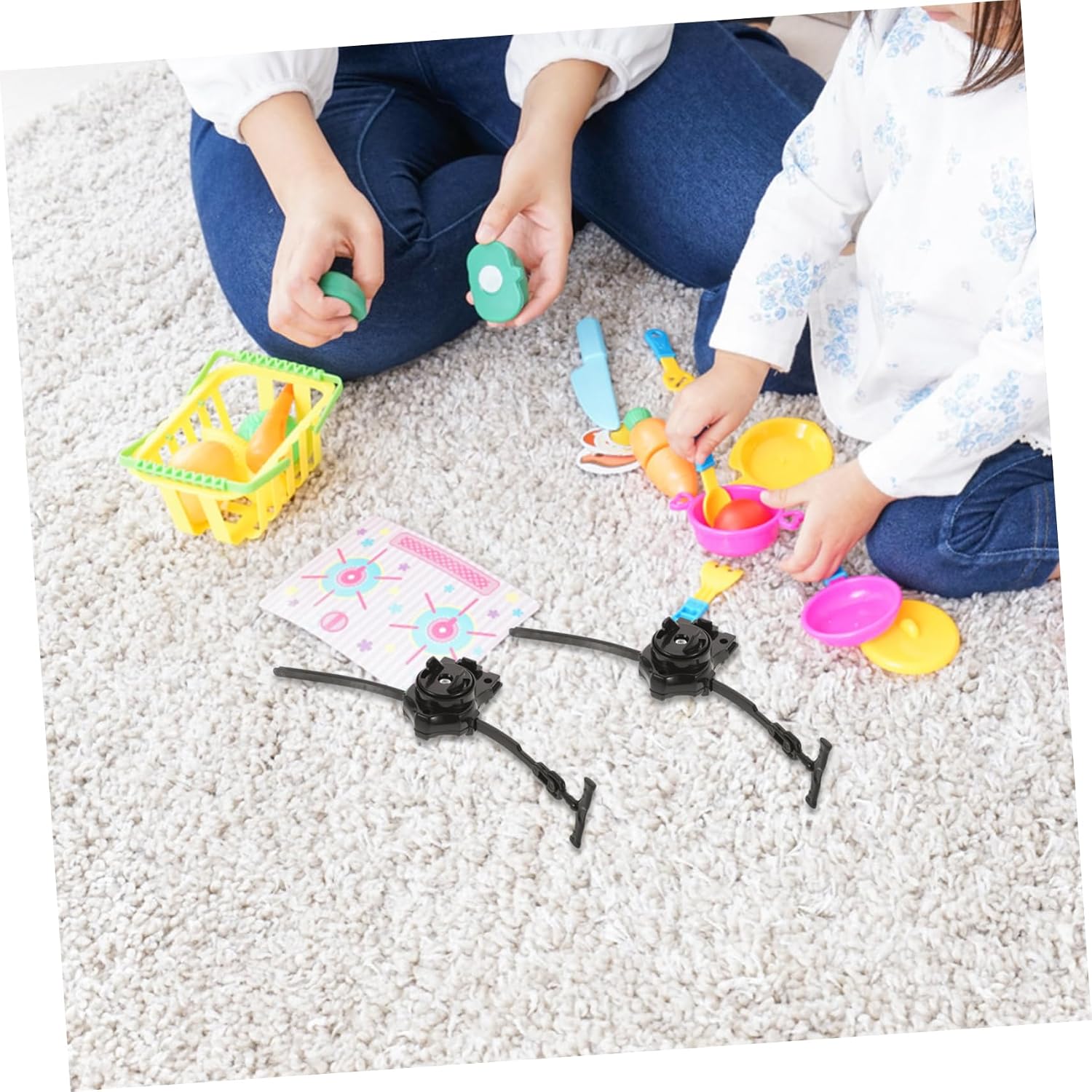 2sets Spinning Tops Discs Game Toy Superking Launcher Pull String Toy for Boys and Girls