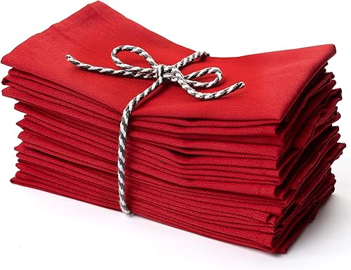 Servilletas de cena de tela roja de Navidad, paquete de 12 servilletas de tela suave de 18 x 18 pulgadas, mezcla de algodón suave con bordes disponible en Yaxa Costa Rica