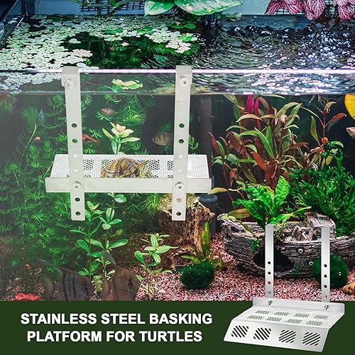 8" x 11.5" Hanging Turtle Basking Platform for 20-40 Gallon Tank Stainless Steel Hanging Turtle Ramps, Aquatic Reptile Ramp Dock, Terrace, Tank Accessories(8" x 11.5")