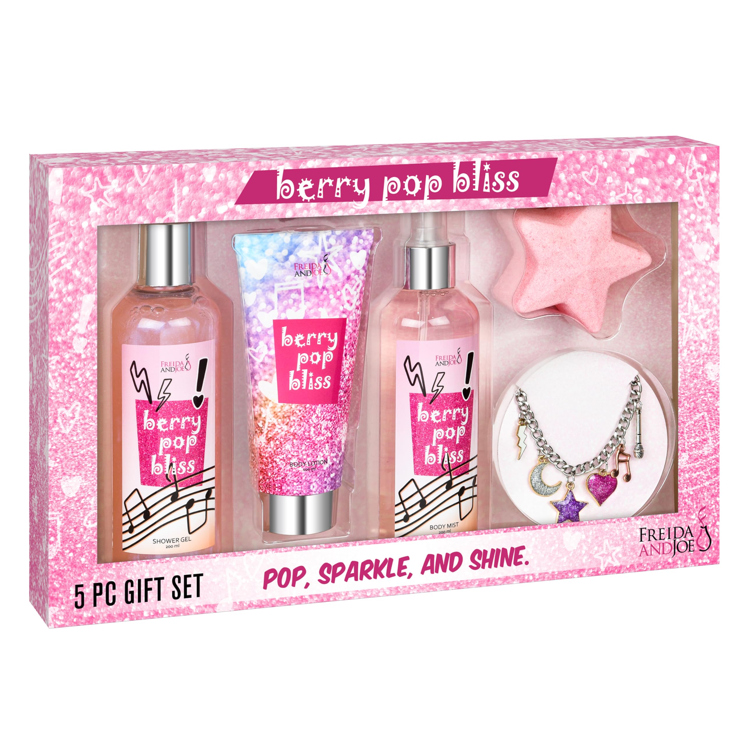 Freida & Joe Berry Pop Bliss Teen Spa Geschenkset mit Charm-Armband für
