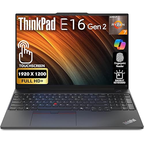 Lenovo ThinkPad E16 Gen 2, FHD+ 16" Touchscreen, AMD Ryzen 7 7735U, 24GB RAM, 2TB SSD, Fingerprint, Backlit Keyboard, WiFi 6E + BT, RJ-45, FHD Webcam, Win 11 Pro, AI Business Laptop