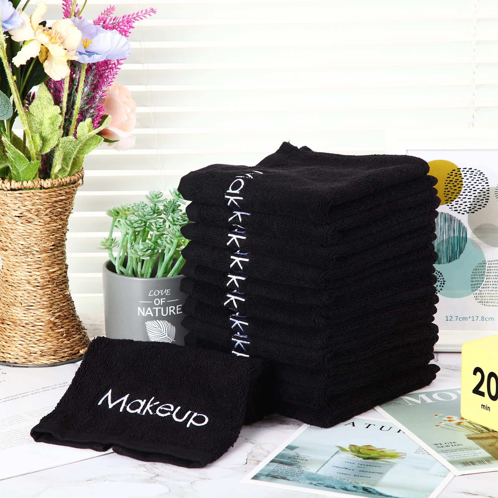 Paños de maquillaje reutilizables de 13 x 13 pulgadas, paños de limpieza facial, toallas de maquillaje de algodón suave, absorbente de agua, toallas faciales para el cuidado de la piel de las mujeres,