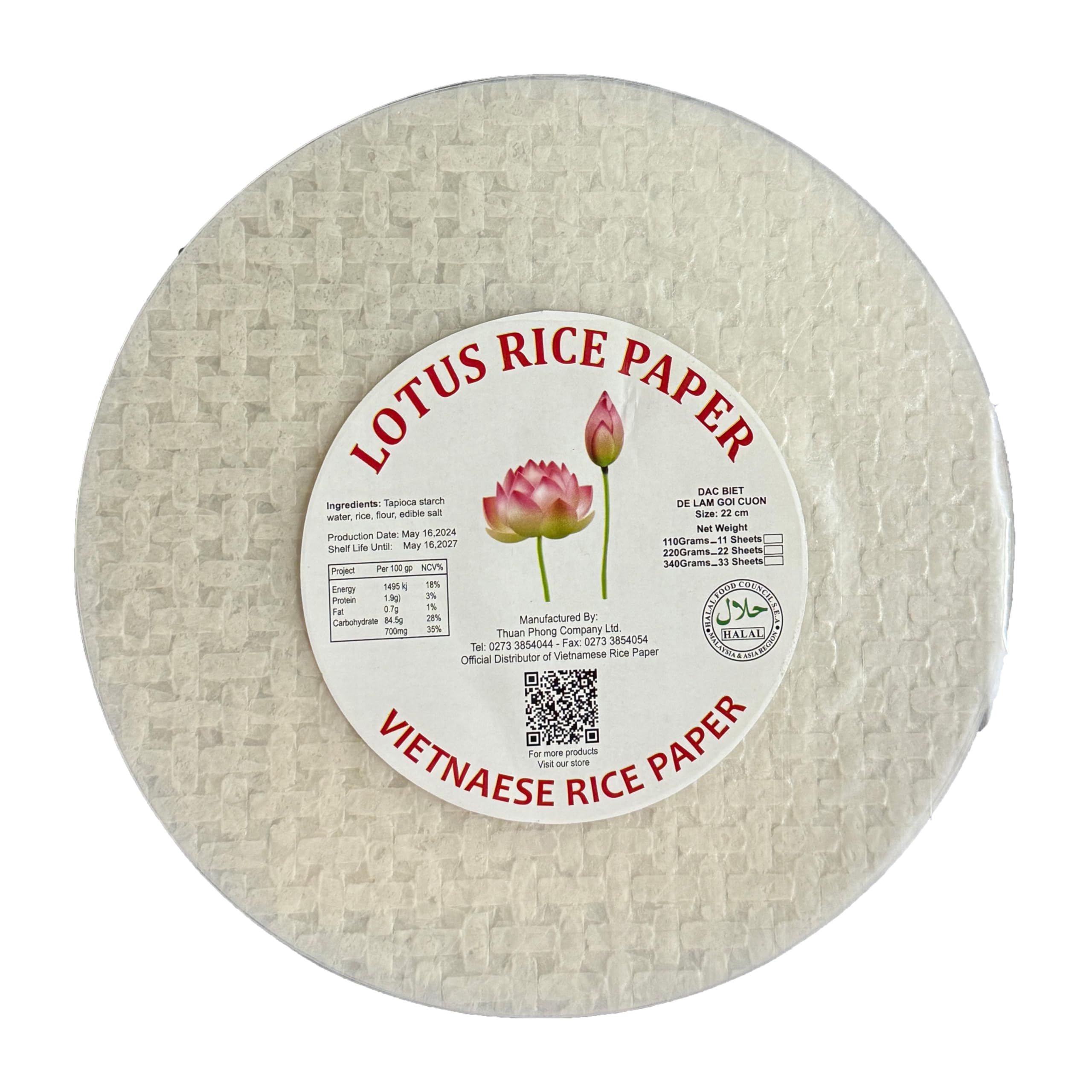 Thuong Hang Rice Paper, 22 cm, 110 Gram, 11 Sheets, Vietnamese Import