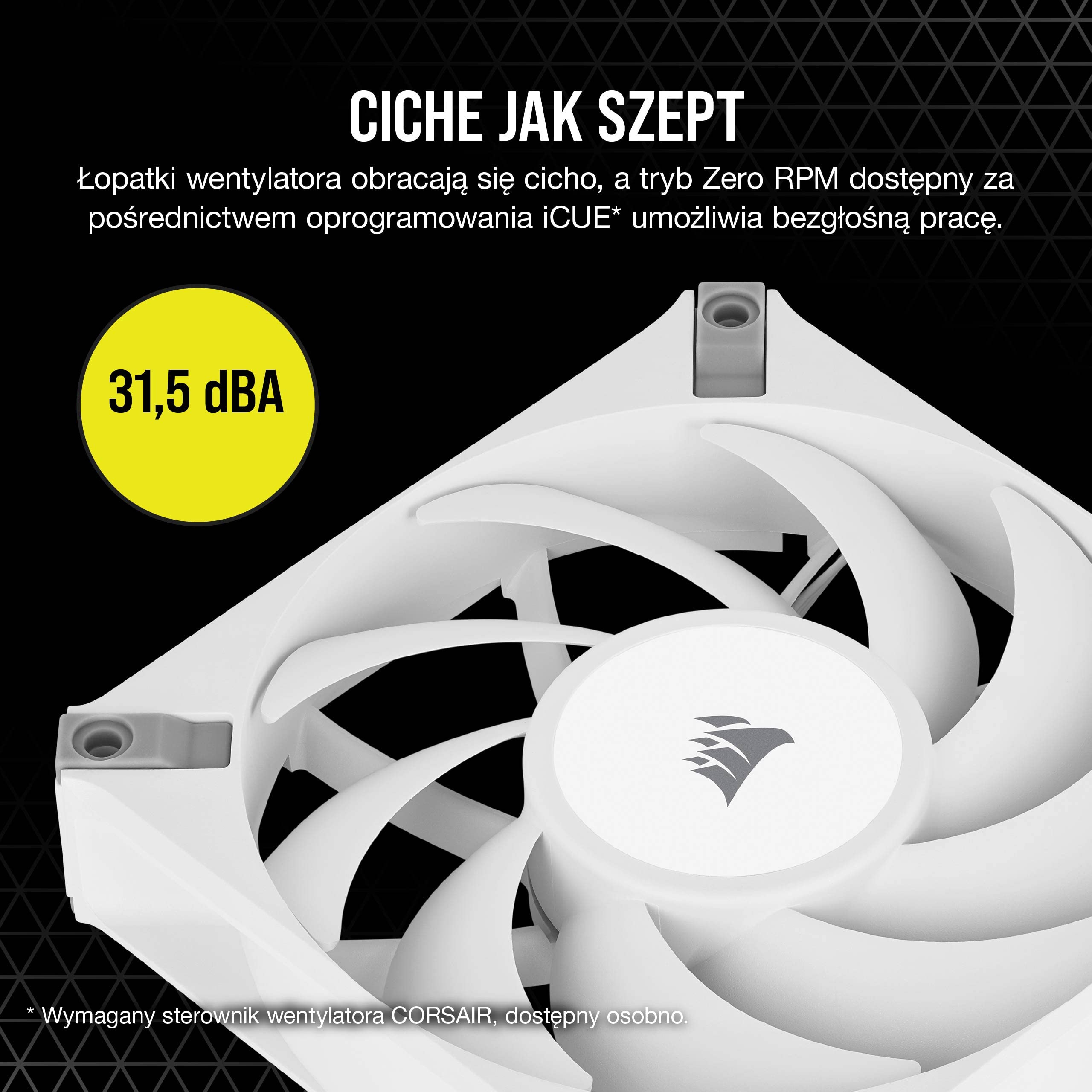 Corsair AF ELITE Series - AF120 ELITE Wentylator z Dynamicznym łożyskiem Olejowym 120 mm z AirGuide (Niski poziom hałasu, obsługa trybu zerowych obrotów) Jedna Sztuka - Biały
