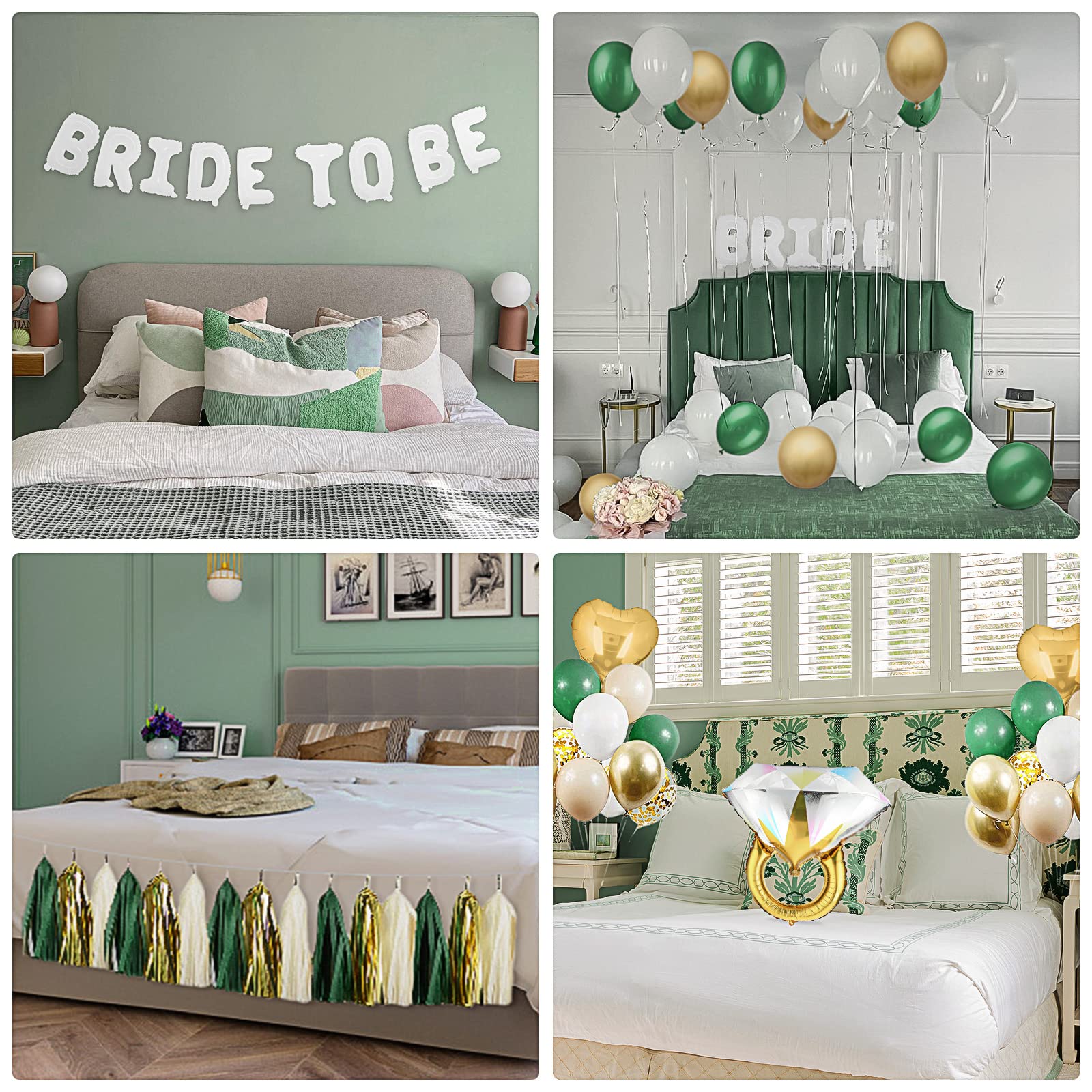BLOOMIWIN Hen Party Decorations Green Gold and White - Image 2