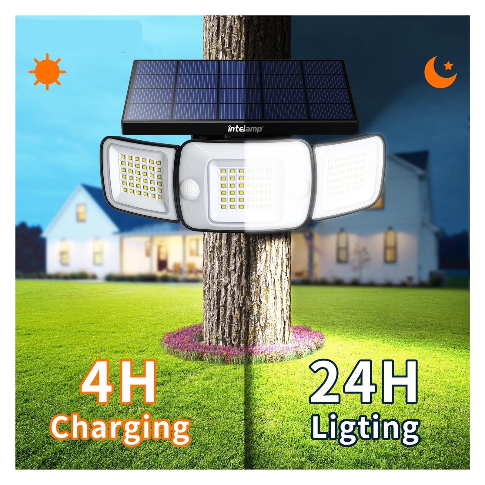 Lampa solarna zewnętrzna, Słoneczna lampa zewnętrzna czujnik ruchu wodoodporna jasna ścienna lampa uliczna do ścieżki ogrodowej garaż schody ganek