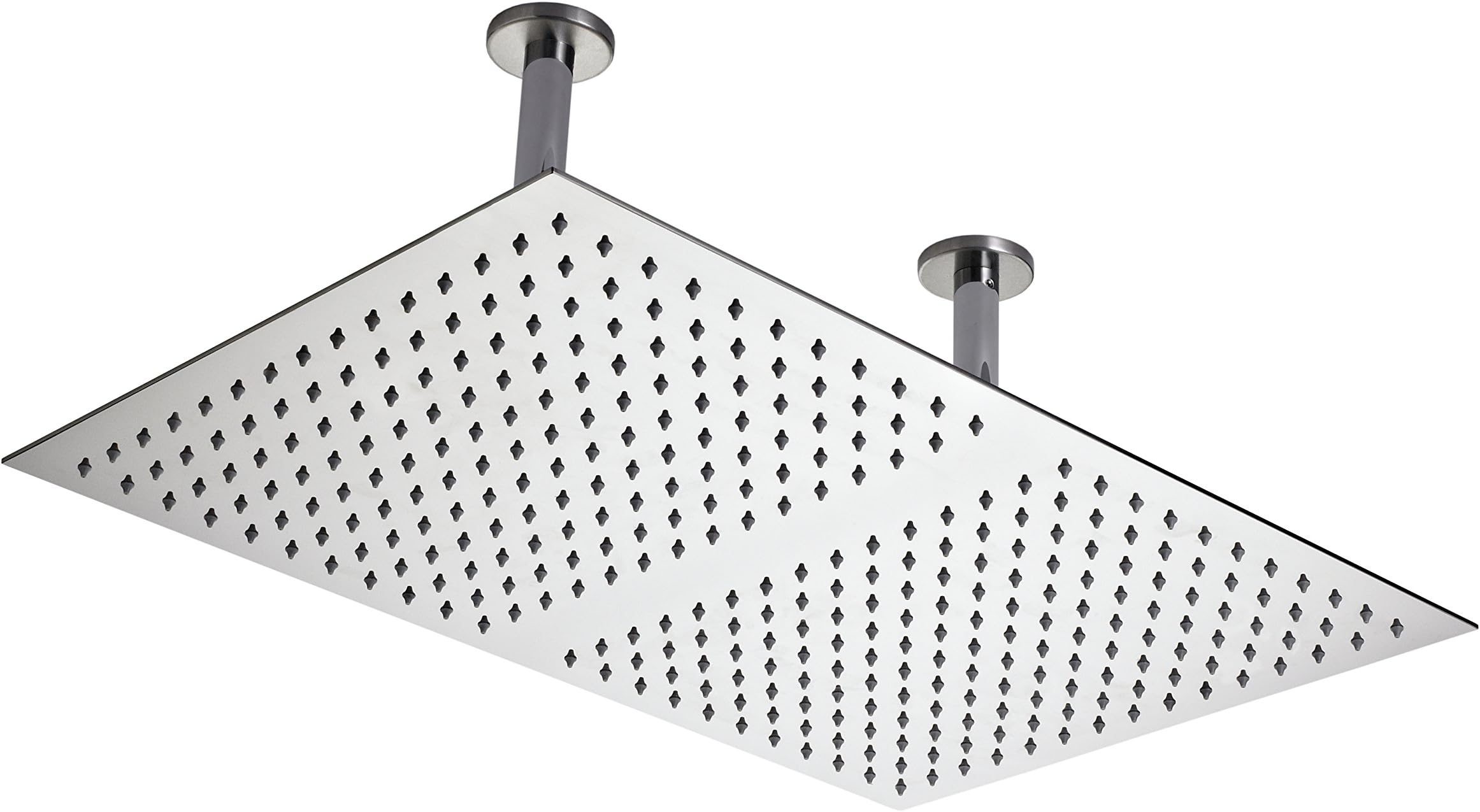 Hudson ReedHEAD66 ǀ Modern Bathroom Stainless Steel Rectangular Shower Head with Ceiling Arms, 220mm x 400mm, Chrome, 600mm x 400mm