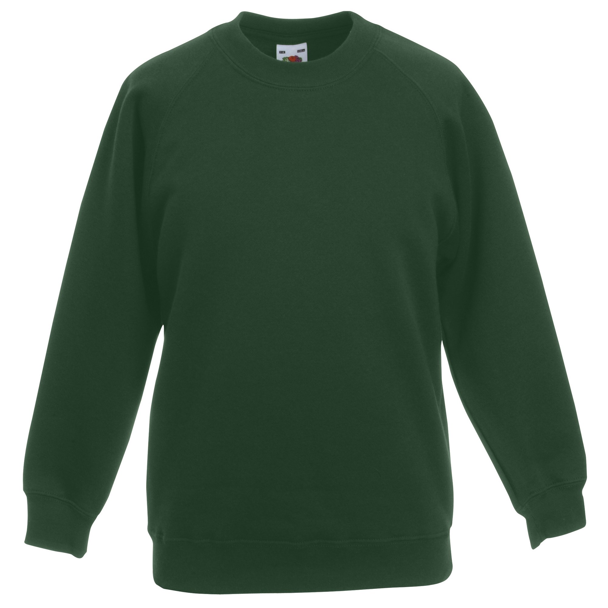 Fruit of the Loom Unisex Kids Raglan Classic Sweater, Bottle Green, 5-6 Years (Manufacturer Size:26)