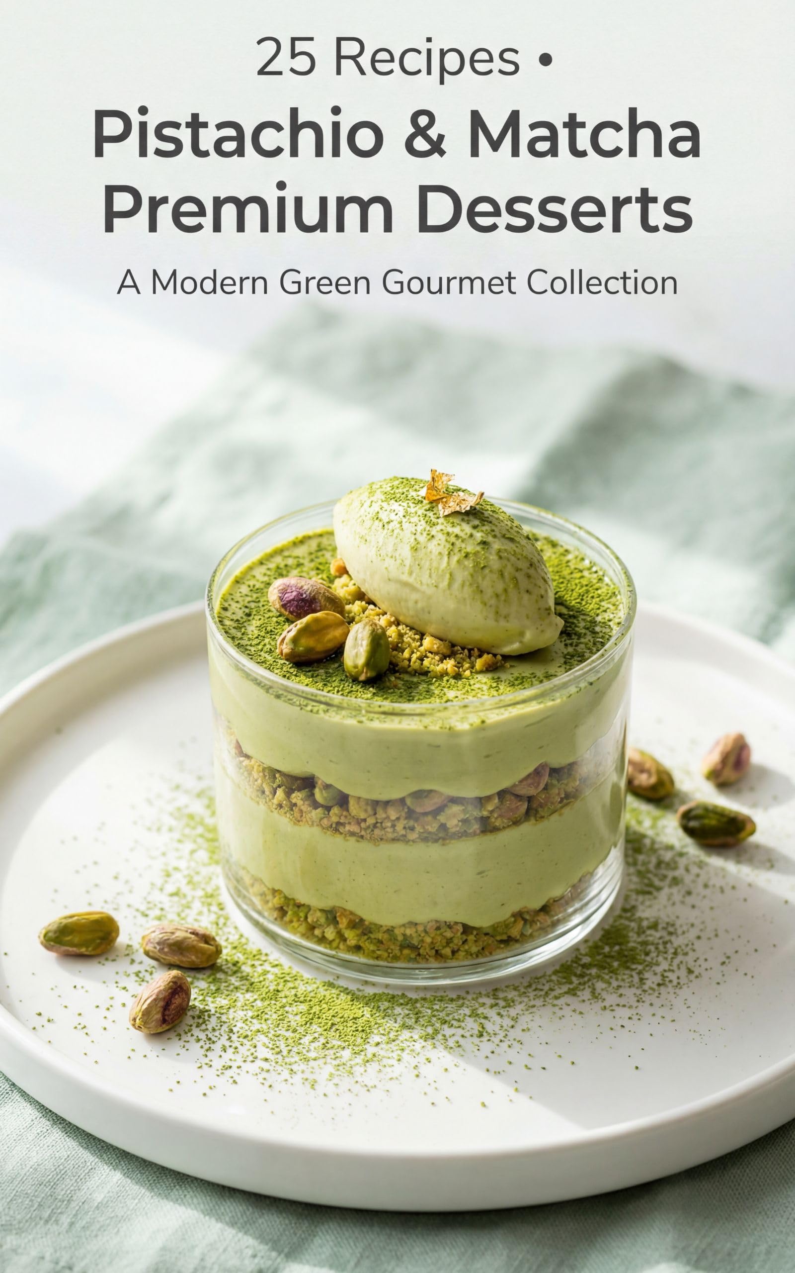 25 Recipes • Pistachio & Matcha Premium Desserts: A Modern Green Gourmet Collection: Elegant, vibrant, and innovative green sweets inspired by pistachio and matcha.