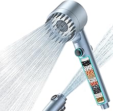 MEKO Shower Head with Filter 15 Steps, Anti-Limescale Shower Head with 1.5M Hose, Shower Filter 3+1 Spray Modes High Pressure Shower Head – Blue