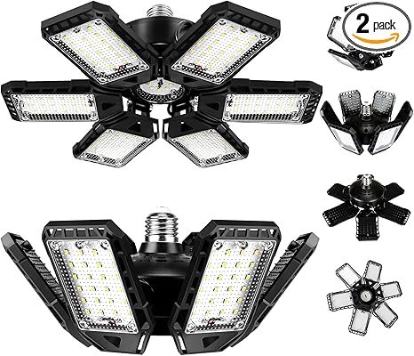 LED Garage Lights Bulb 2 Pack 180W 18000LM 6500K Led Shop Light with 6 Plus 1.