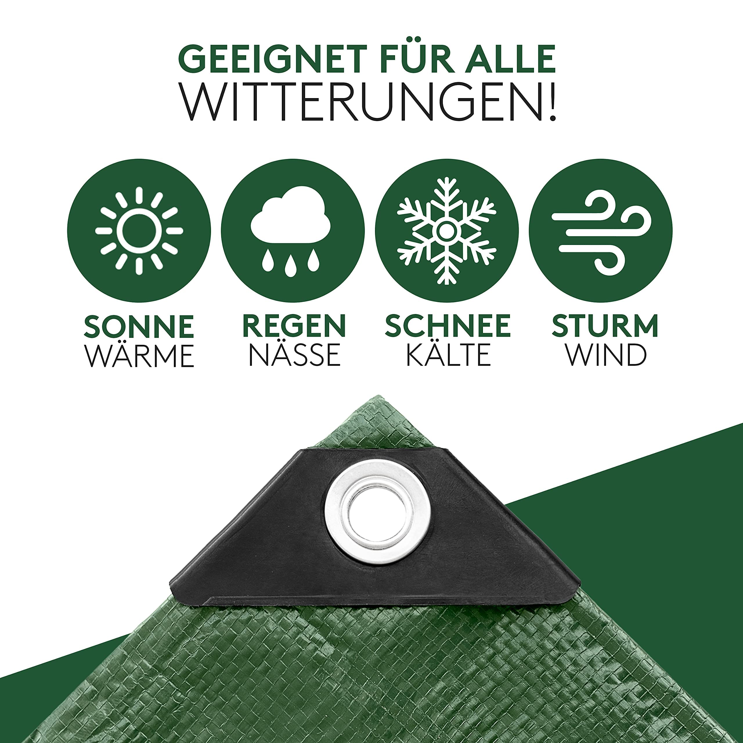 Abdeckplane Wasserdicht 4x6m mit Ösen, Universell einsetzbare Plane, Gewebeplane zum Schutz von Möbeln, Holz, LKW und als Zeltunterlage, Sonnenschutz, Vorzeltteppich, Camping Teppich