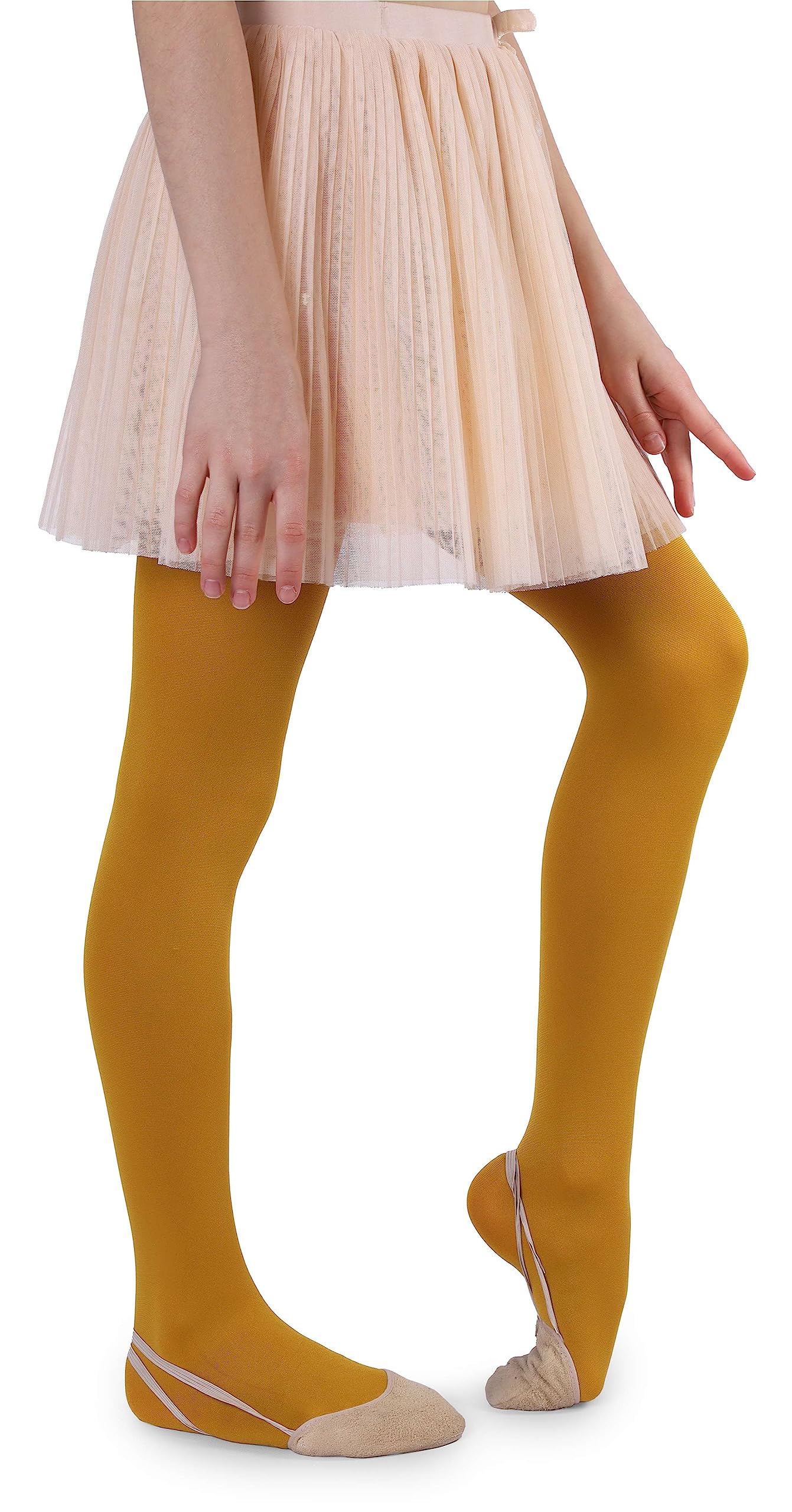 Noq Girls Mustard Kids Microfiber Tights 60 Den Soft Warm Comfortable Opaque For Toddlers Tights Casual Celebrations Ballet School One Pair Mary, 146-152