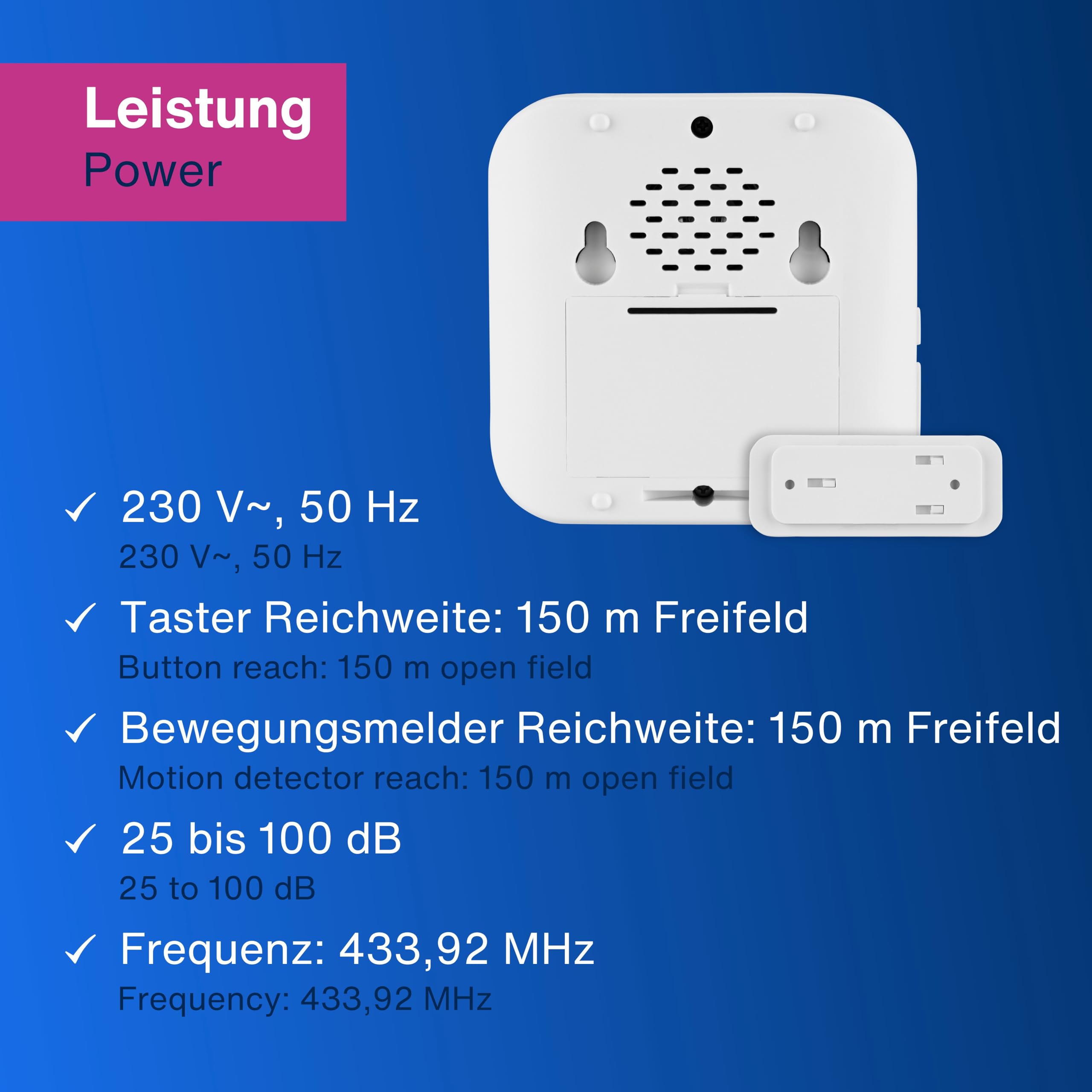 REV Funk Türgong Set Orchestra drahtlos - 150m, 90dB, weiß
