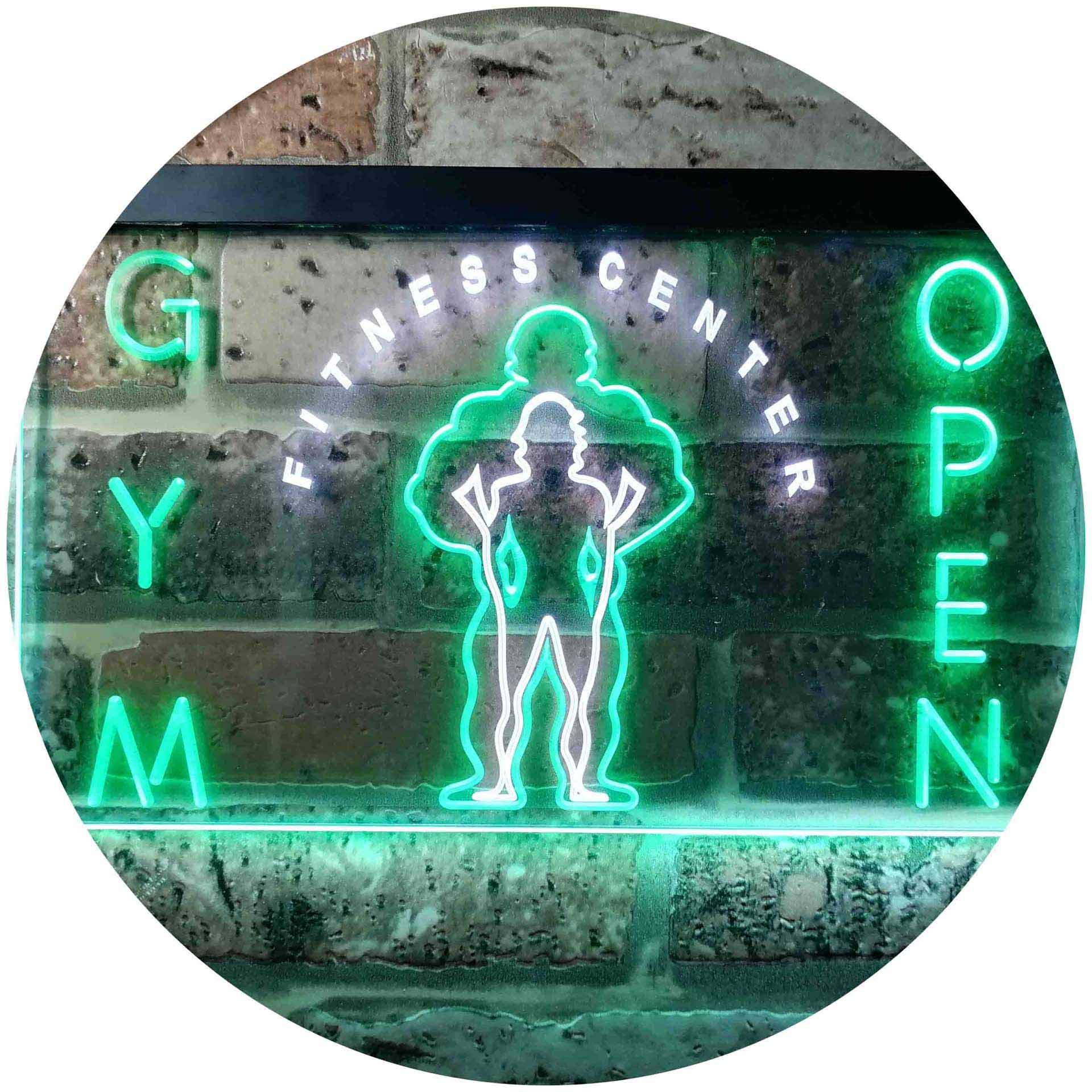 ADVPRO Gym Fitness Center Open Dual Color LED Neon Sign White & Green 600 x 400mm st6s64-i0321-wg — image 1