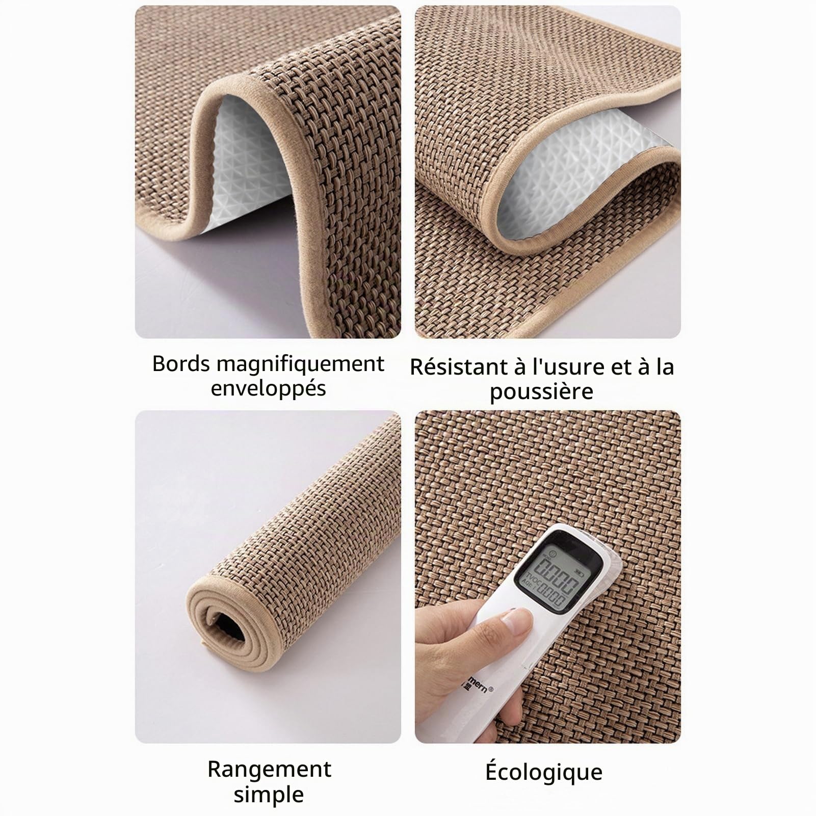 Paillasson pour l'extérieur et l'intérieur, Tapis d'entrée Antidérapant Absorbant, Tapis de Sol Lavable Retient la Poussière pour Chien, Couloir, Jardin, Beige, 60 x 90 cm