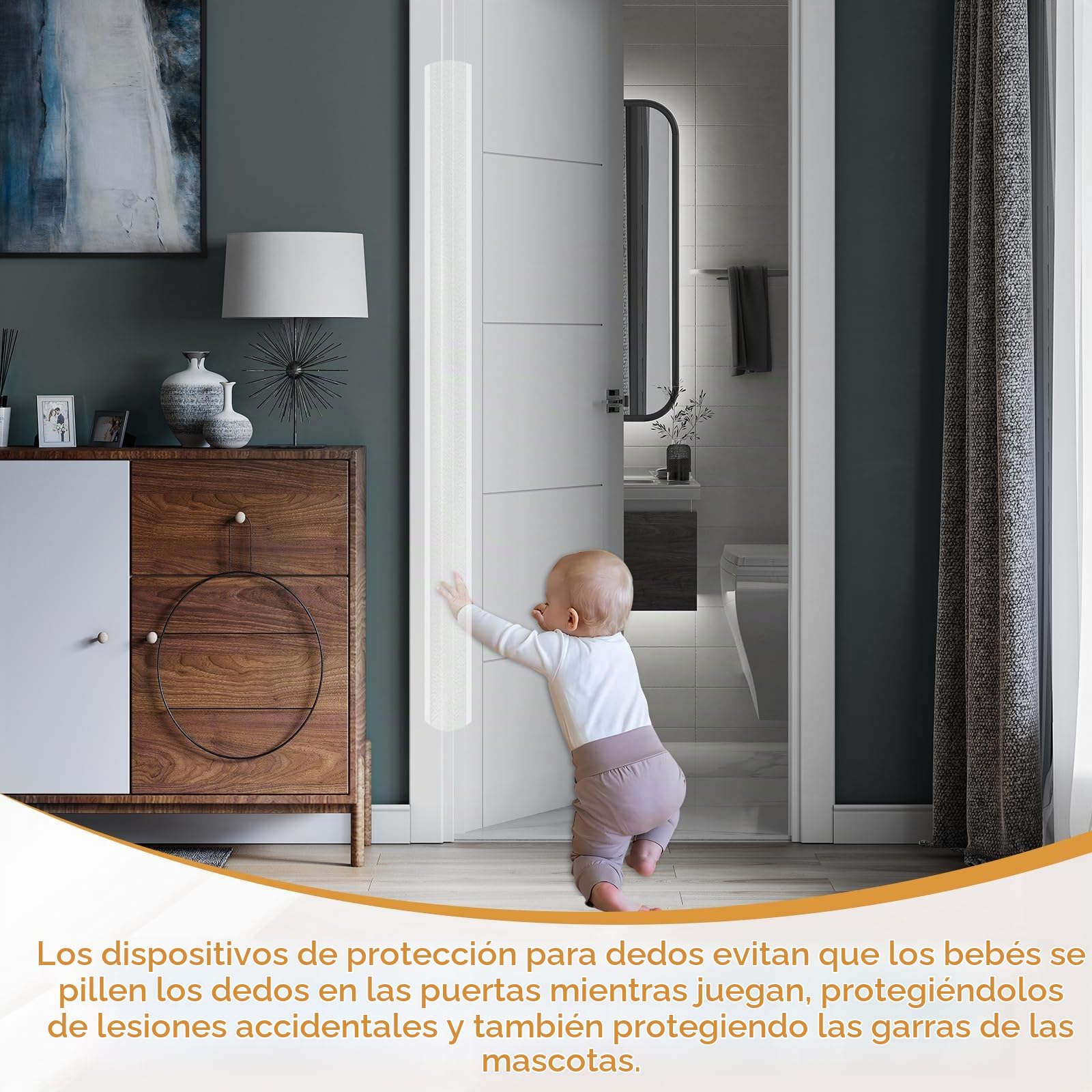 Protector Puertas Bebe, Autoadhesivo Protector Puertas Niños Dedos 17x120CM Protectores de Pellizco de Puerta Transparente Protectores Puertas Bebe para Bebés Niños Escuela Hogar, 1 Piezas