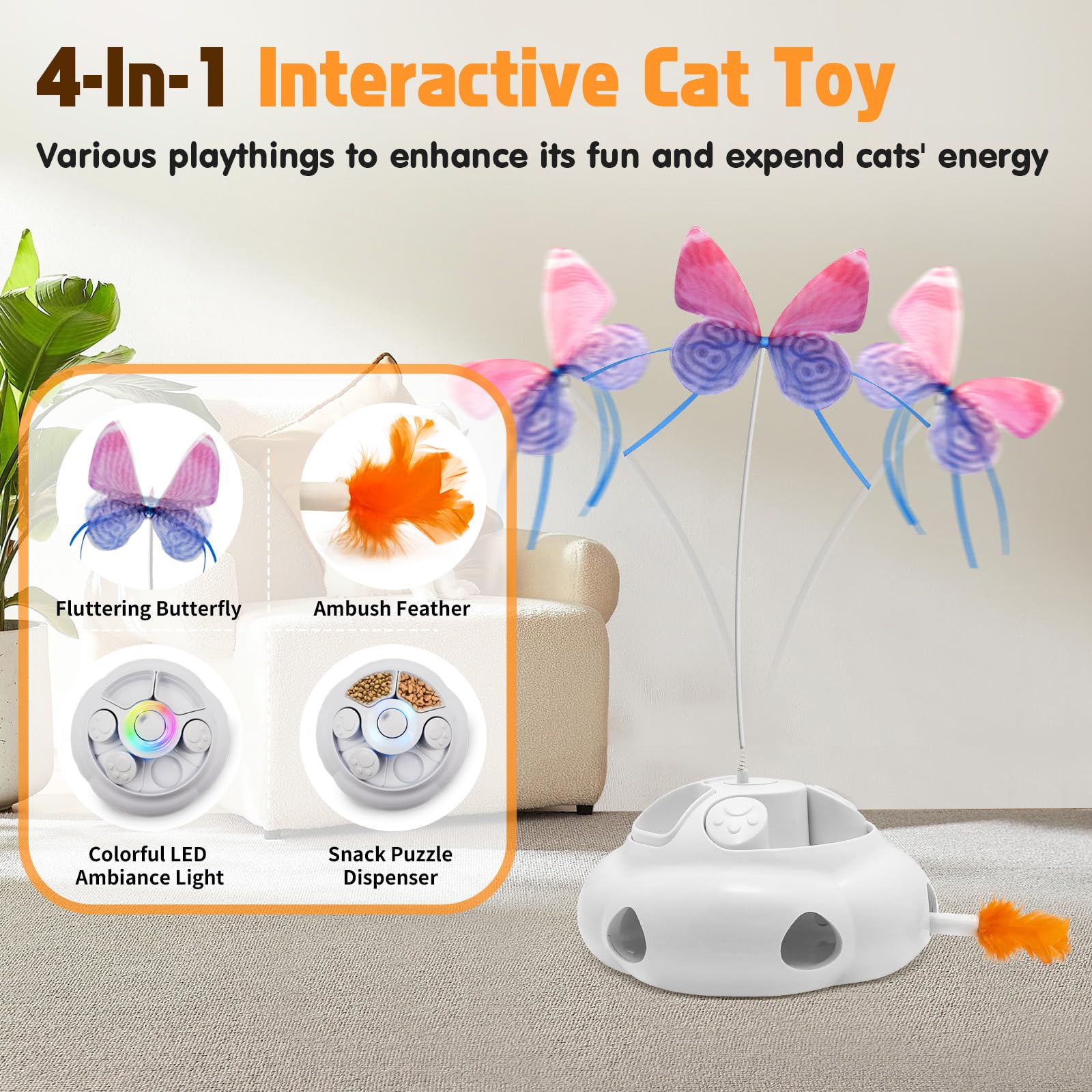 Juguetes para gatos, juguete interactivo inteligente de caza para gatitos de interior, juguete electrónico de movimiento automático para gatos aburridos para interiores, recargable por USB
