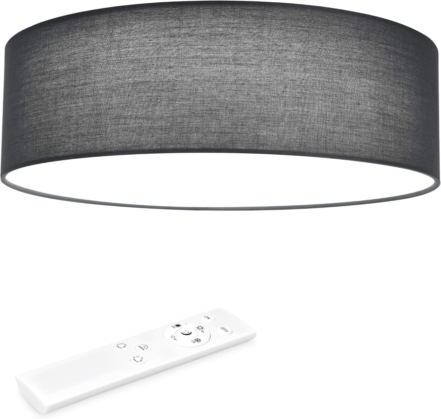 Navaris Lámpara LED de Techo Moderna - Iluminación de Interior con Pantalla para salón Dormitorio - con Mando a Distancia y Temporizador - En Gris