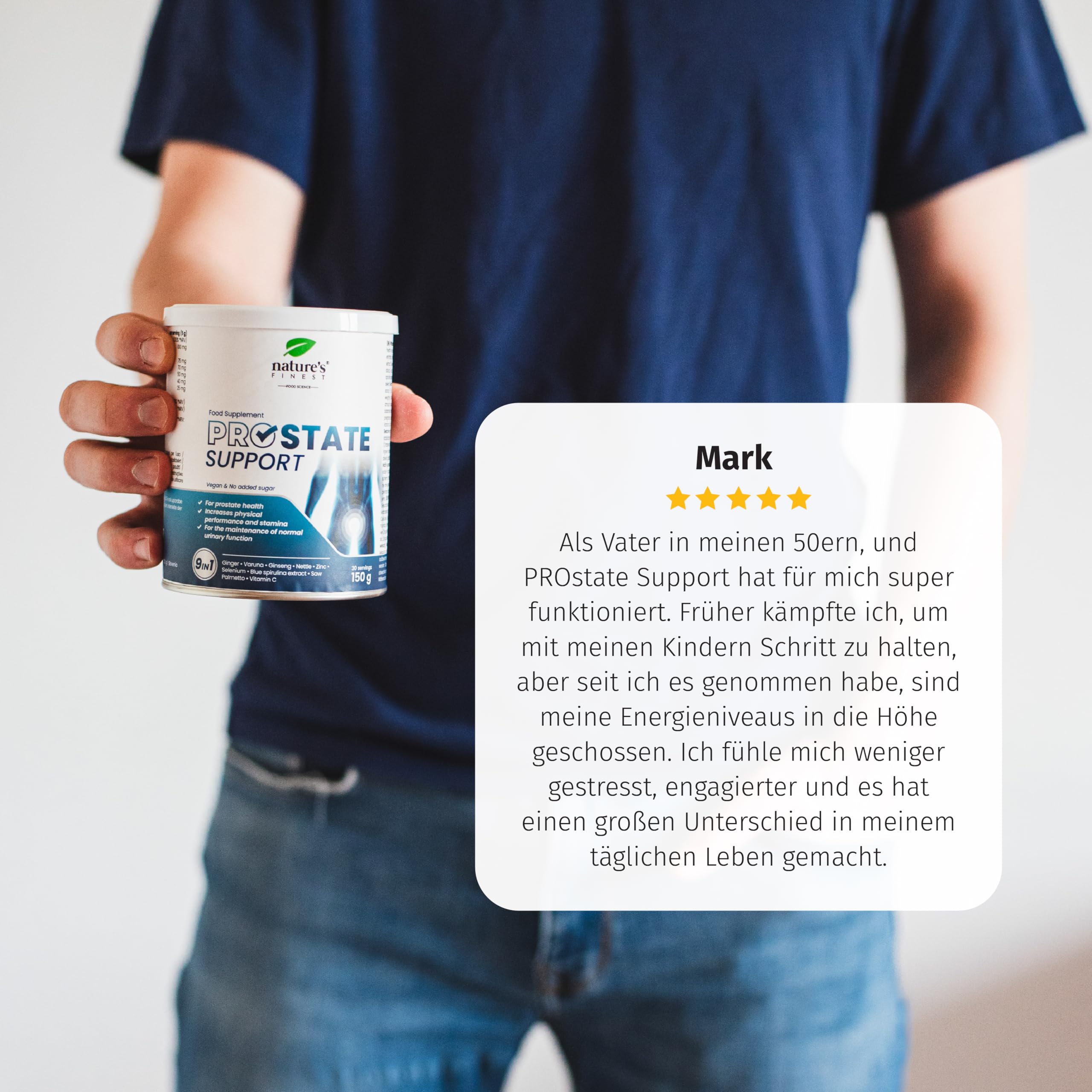 Nature's Finest Prostata Komplex - Mit Sägepalmenextrakt, Zink & Brennnessel Extrakt - Unterstützt Prostata & Harnfunktion - 30-Tage-Kur, Pulver, 150 g