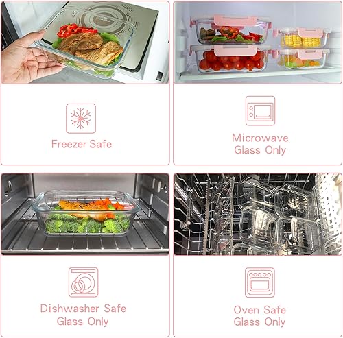 Miniatura 3 de UMEIED Paquete de 12 recipientes de vidrio para almacenamiento de alimentos con tapas a prueba de fugas, recipientes herméticos de vidrio para