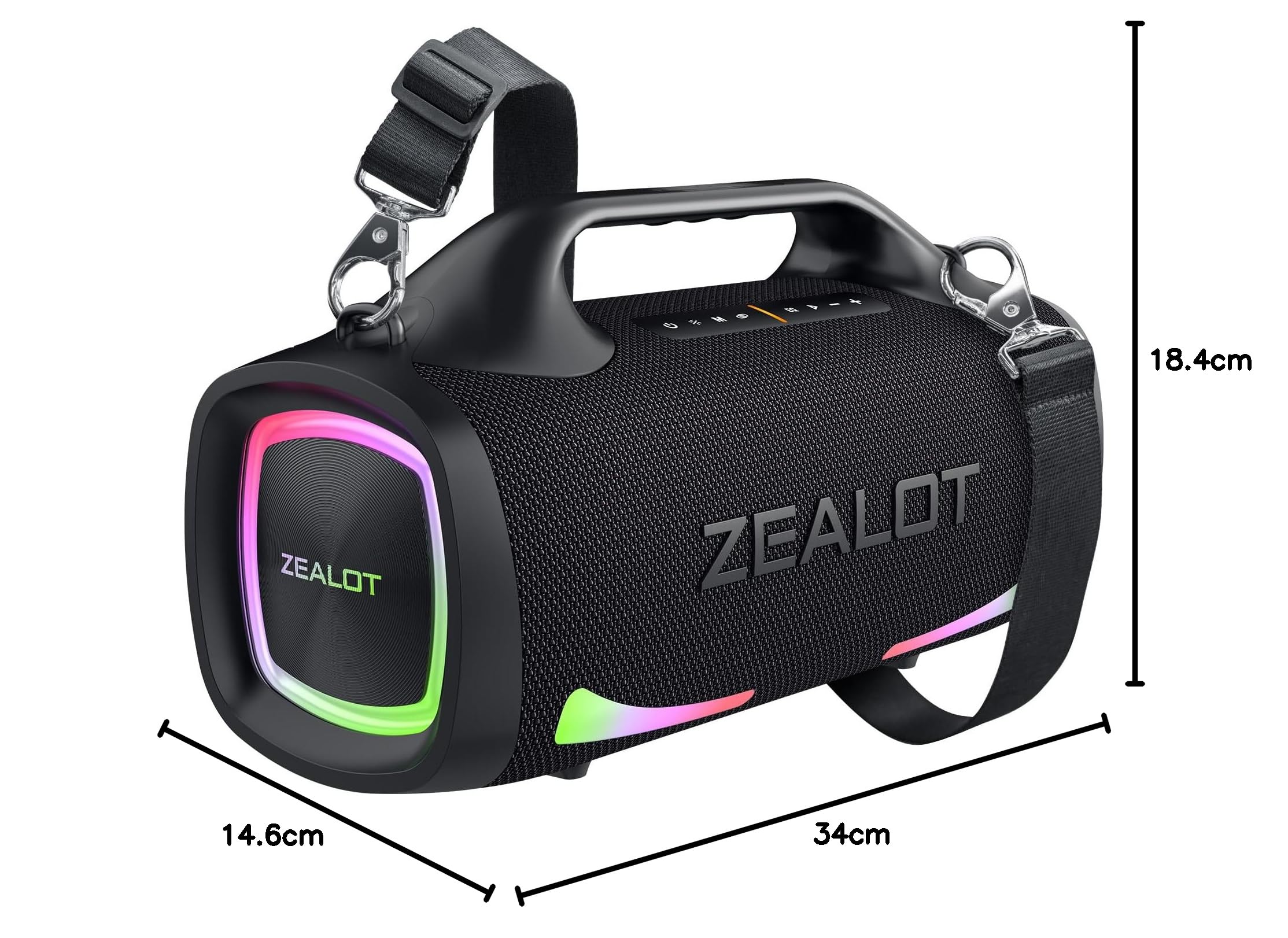 ZEALOT Cassa Bluetooth,100W Altoparlante Wireless,Bluetooth 5.3,Luce LED,USB-C,Impermeabile IPX6,supporto Micro SD,USB,AUX,per il campeggio,la spiaggia e le feste